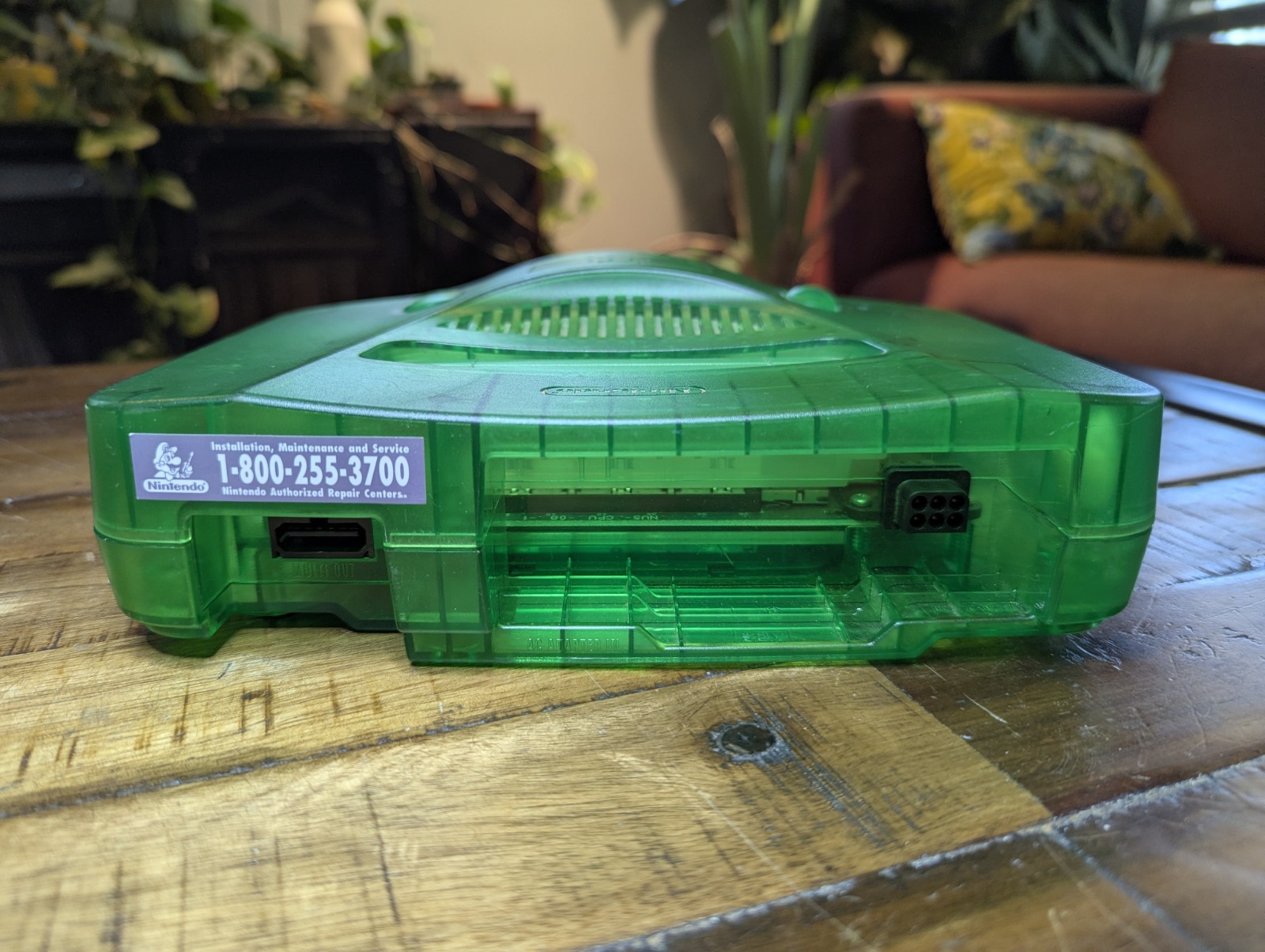 Nintendo 64 Jungle Green Console with Cables. Tested, Clean and Working. NUS-001