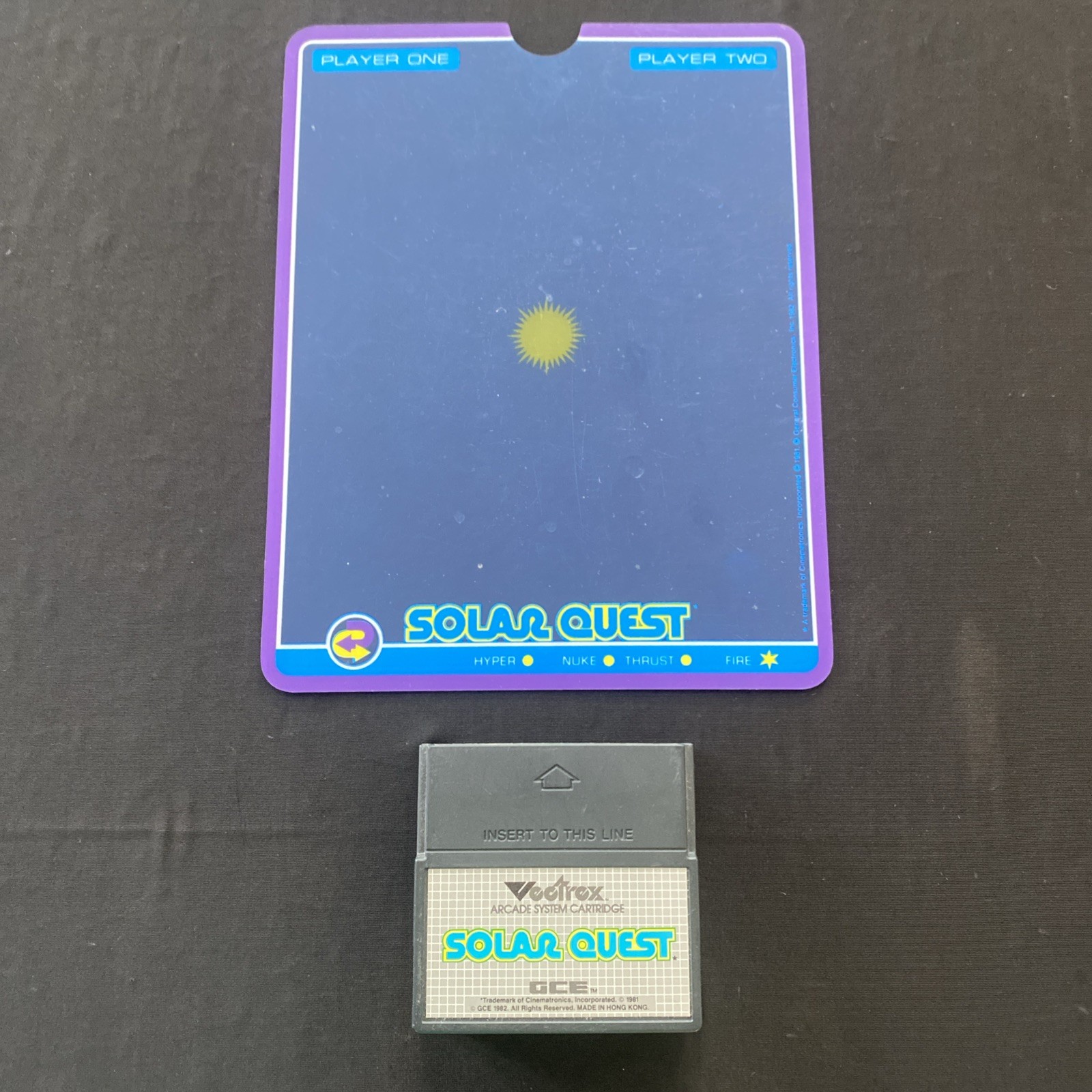 Solar Quest Vectrex 1982 Cartridge And Overlay Free Shipping