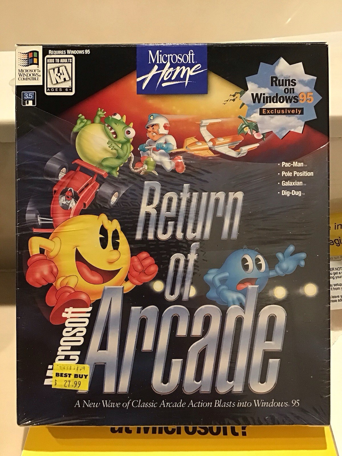 MS Home Return Of Microsoft Arcade game for Win95 3.5in Diskettes Big Box