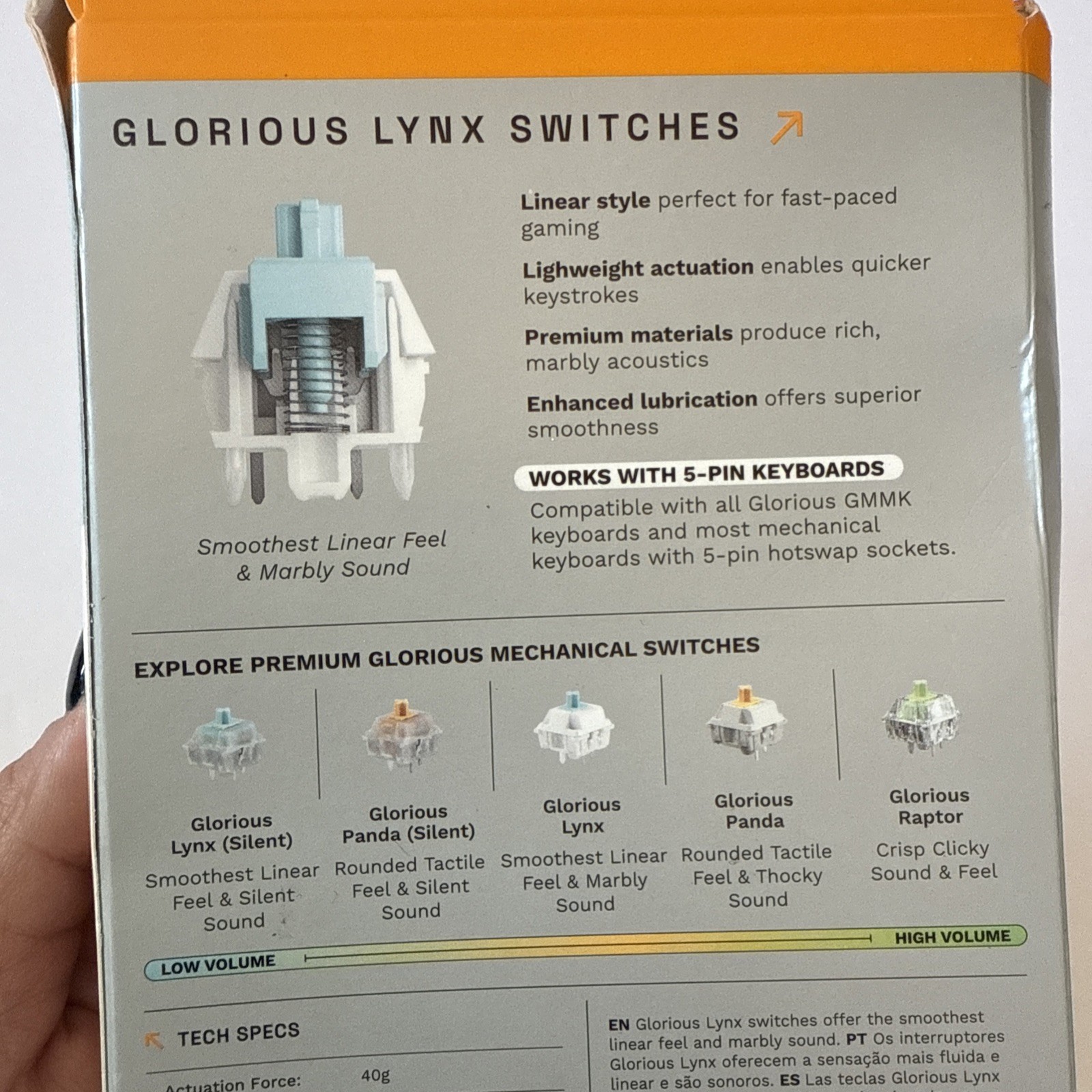 Glorious – Lubed Mechanical Keyboard 5-pin Hot Swappable Switches (36x) – Lin…