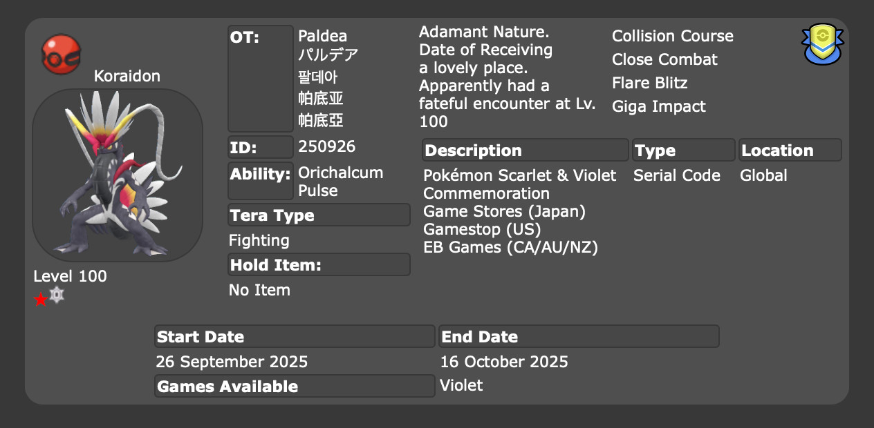 ✨ SHINY KORAIDON & MIRAIDON ✨ NEW 2025 Event Untouched! ✨ Pokemon Scarlet Violet