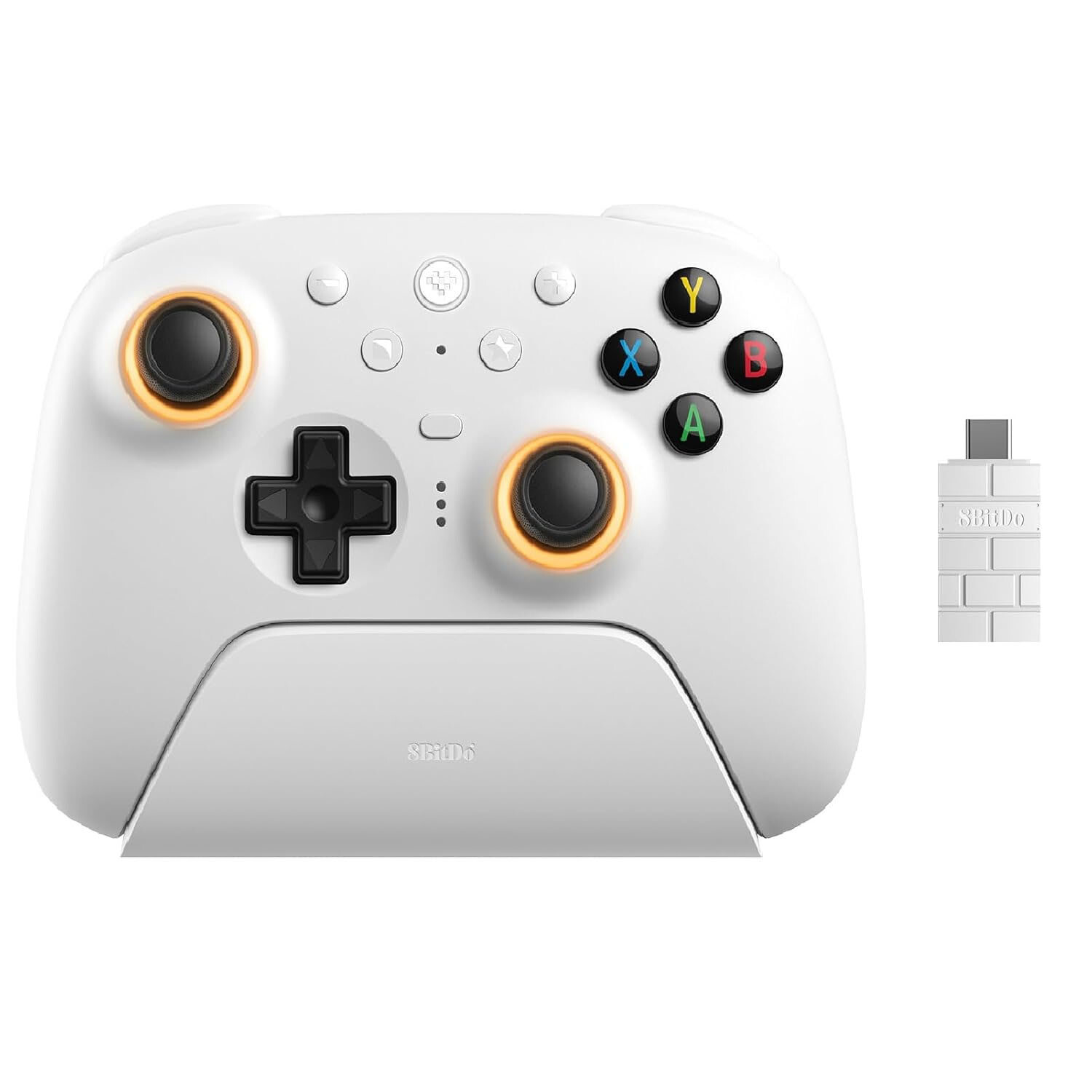 8BitDo Ultimate 2 Bluetooth Controller with Hall Effects + Charging Dock – White