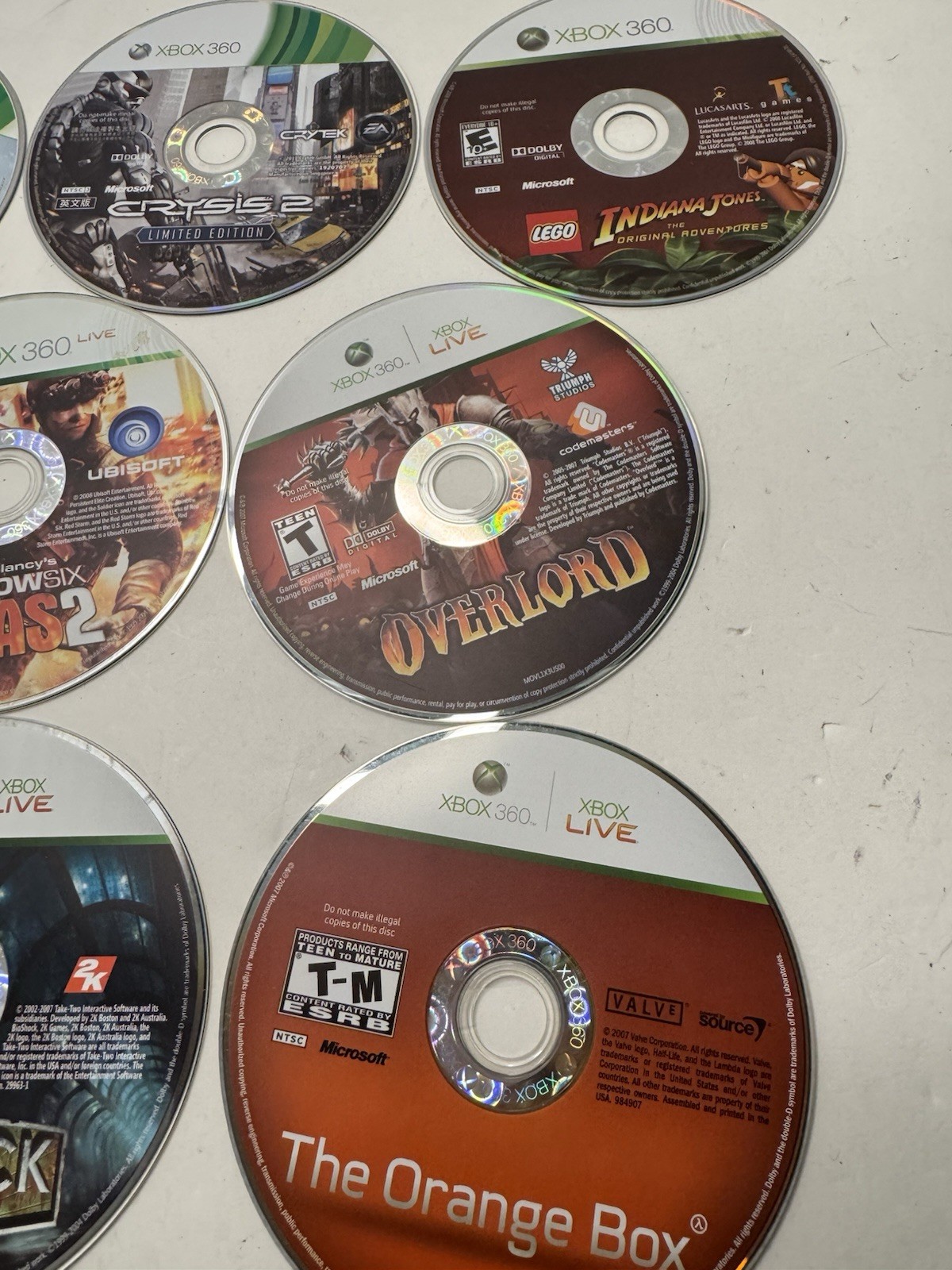 Xbox 360 Loose Game Lot Of 7 Games Condition Varies – Orange Box Bioshock Ssx