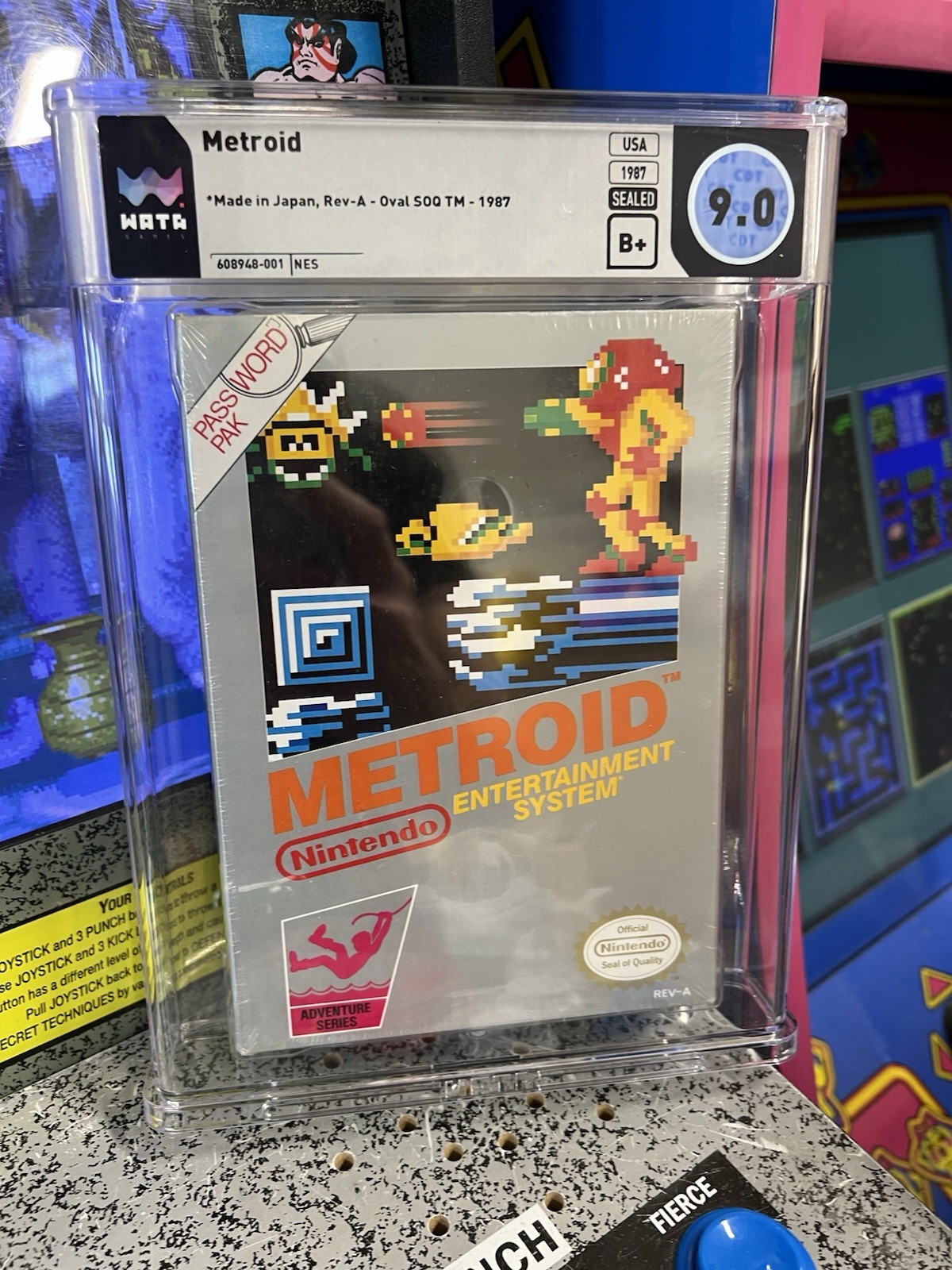 1987 Nintendo NES Metroid Oval SOQ Rev A WATA 9.0 B+ SEALED NEW – Samus 1st App!