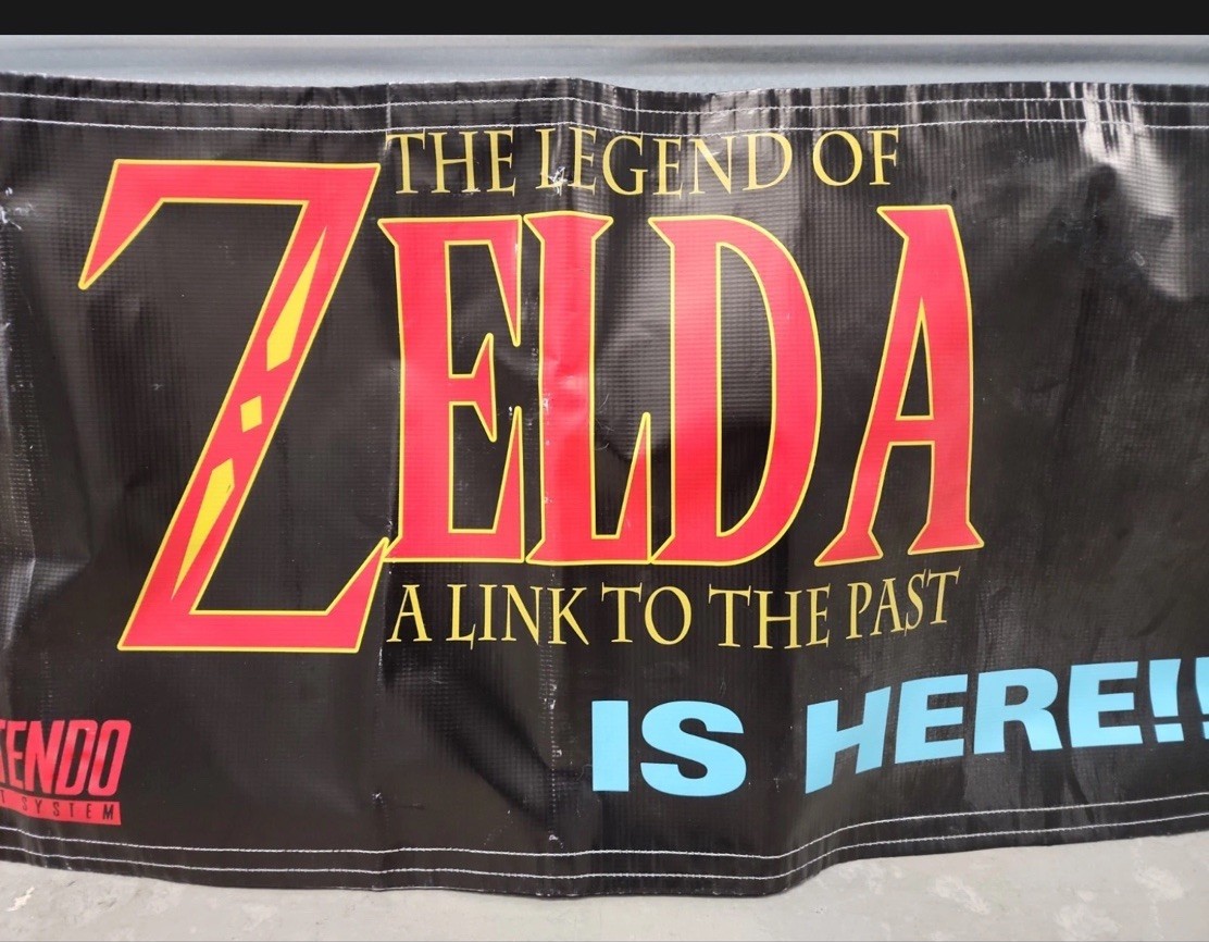 Legend of Zelda Store Display Banner SNES Super Nintendo Promo Standee Authentic