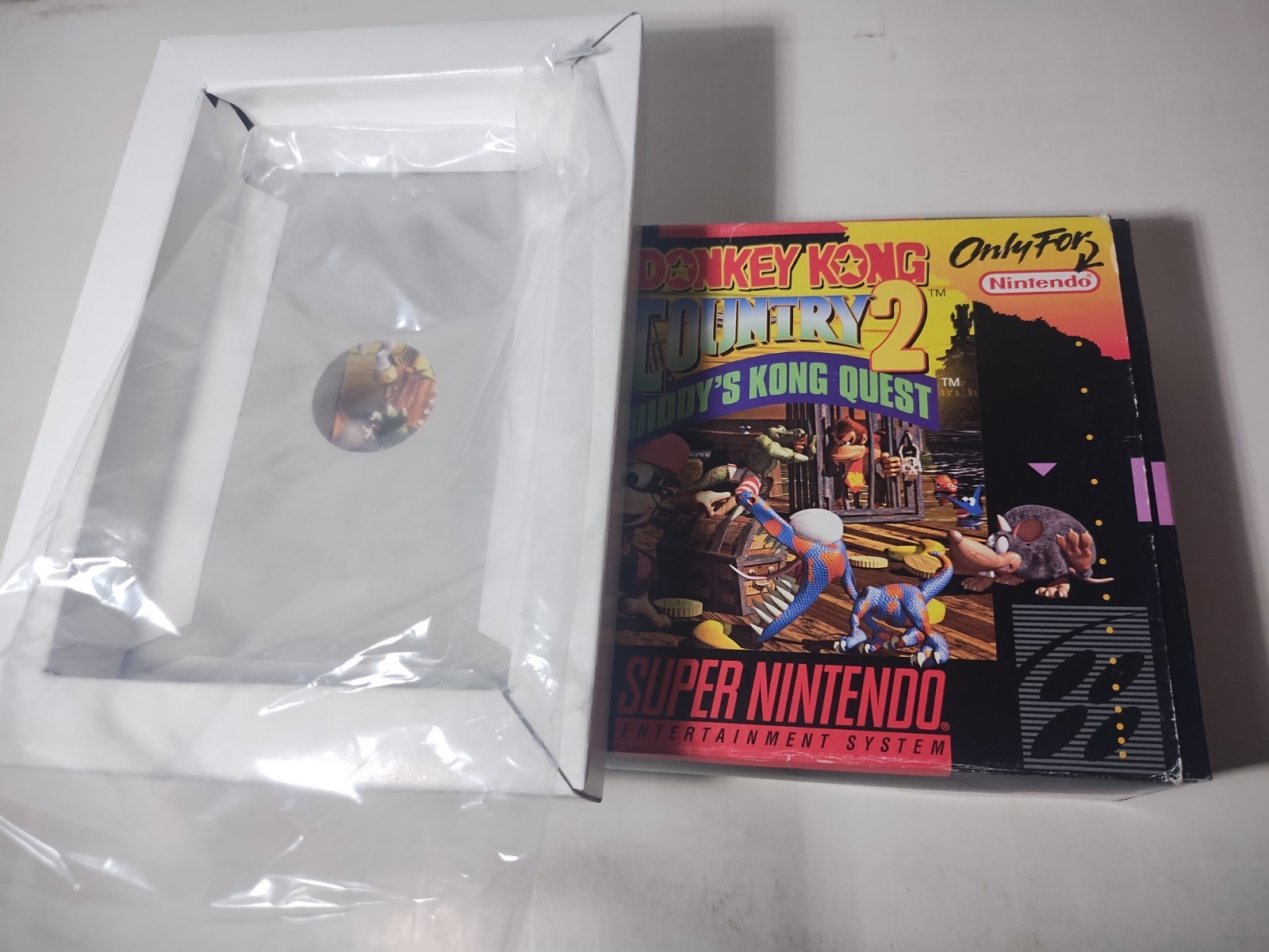 Empty Donkey Kong Country 2 Super Nintendo SNES Game Box, Tray & Bag
