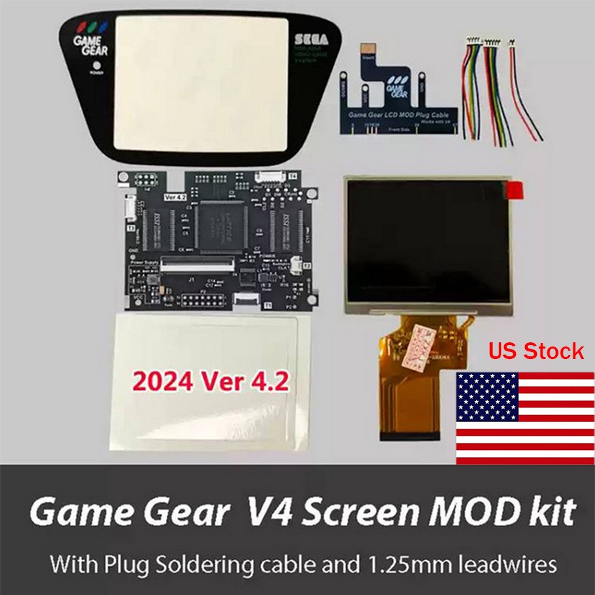 For SEGA Game Gear GG Console V4.0 LCD Highlight Screen Module w/ Cable Kit