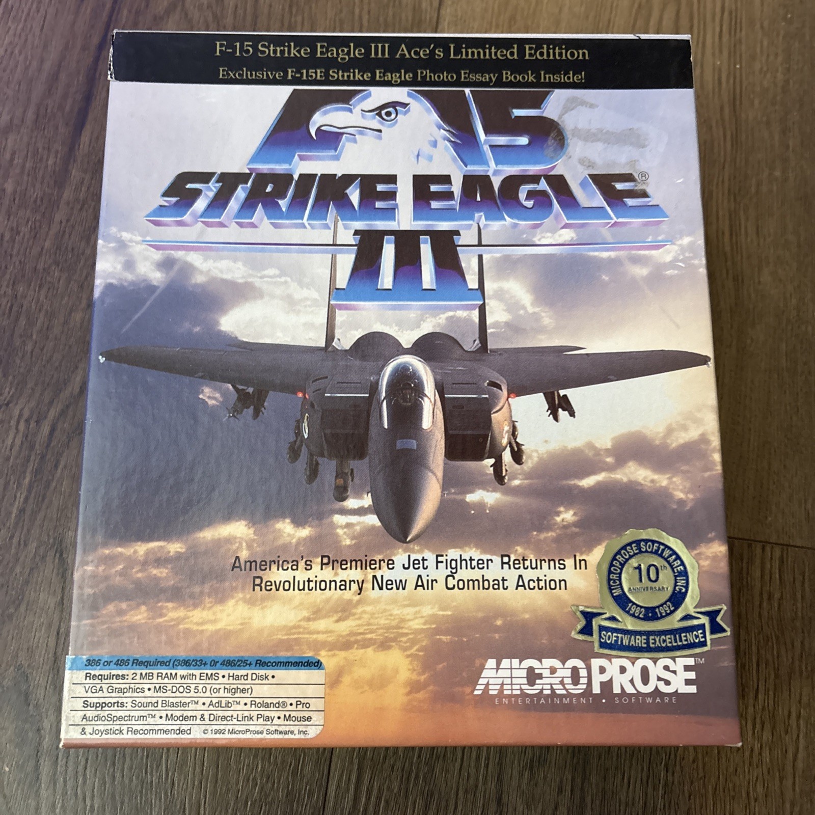 F-15 Strike Eagle III Air Combat 3.5” HD IBM PC Tandy 1992 Big Box Disc LE