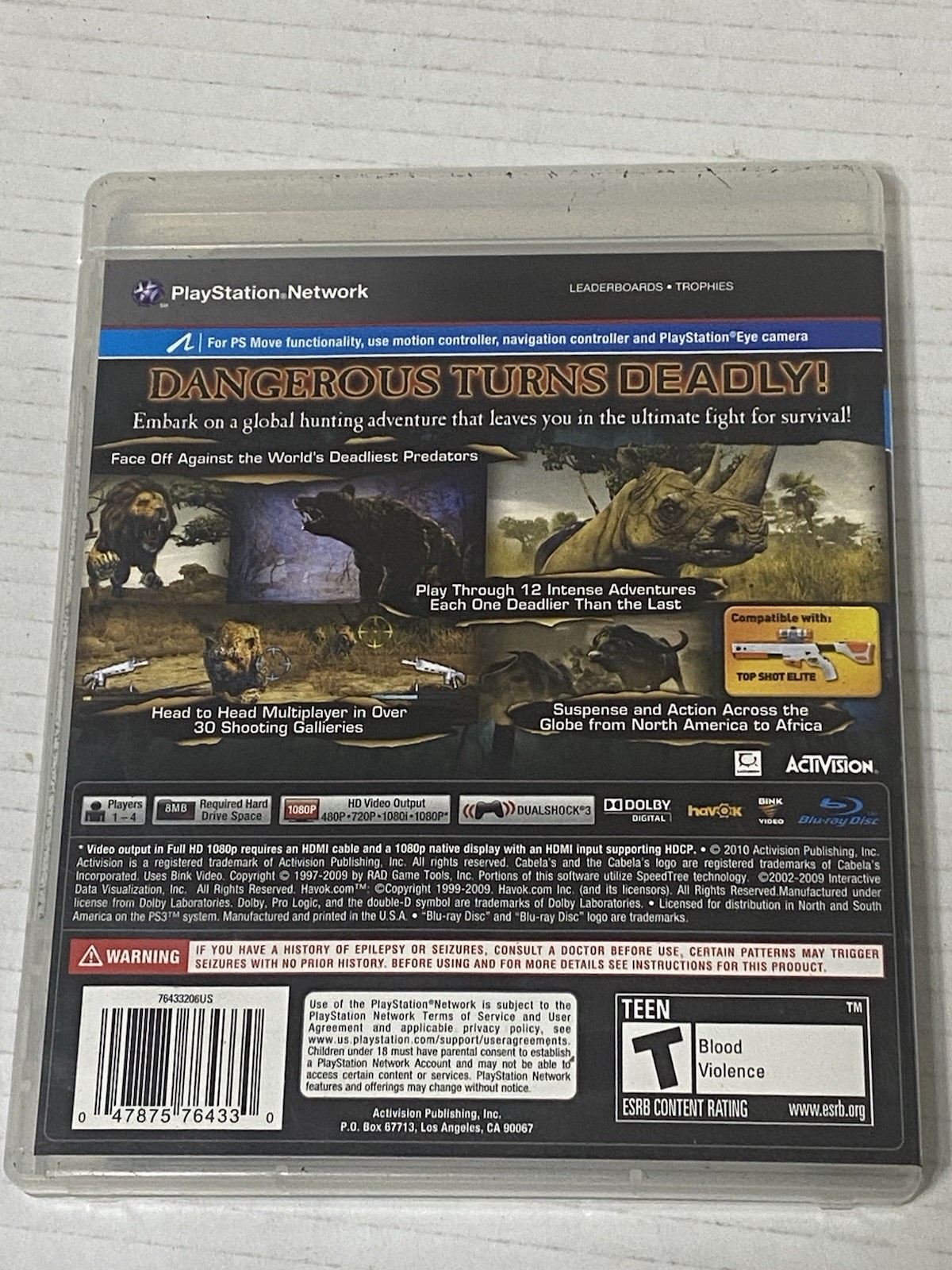 Cabela’s Dangerous Hunts 2011 PS3 PlayStation 3 Game Case Manual