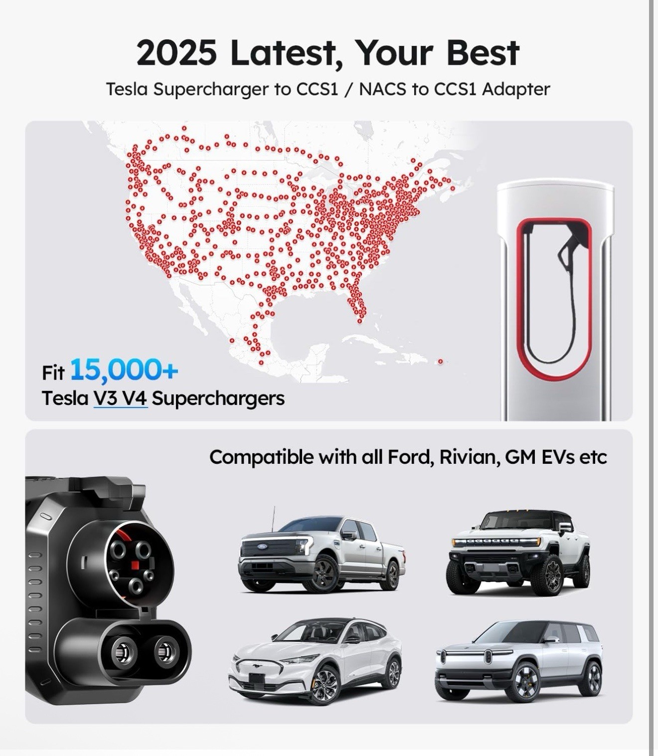 Wigoo 2025 Upgrade NACS to CCS1 Tesla Supercharger Adapter [UL 2251 Certified…