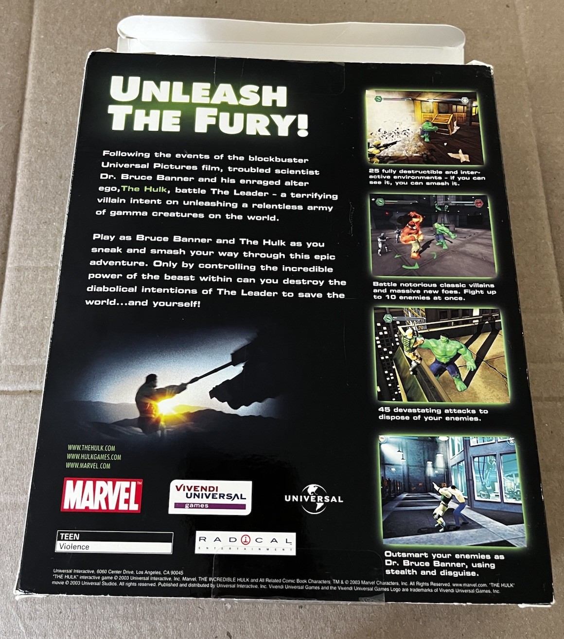 HULK Big Box PC Game CD-rom Universal Interactive Marvel 2003 Incredible Hulk