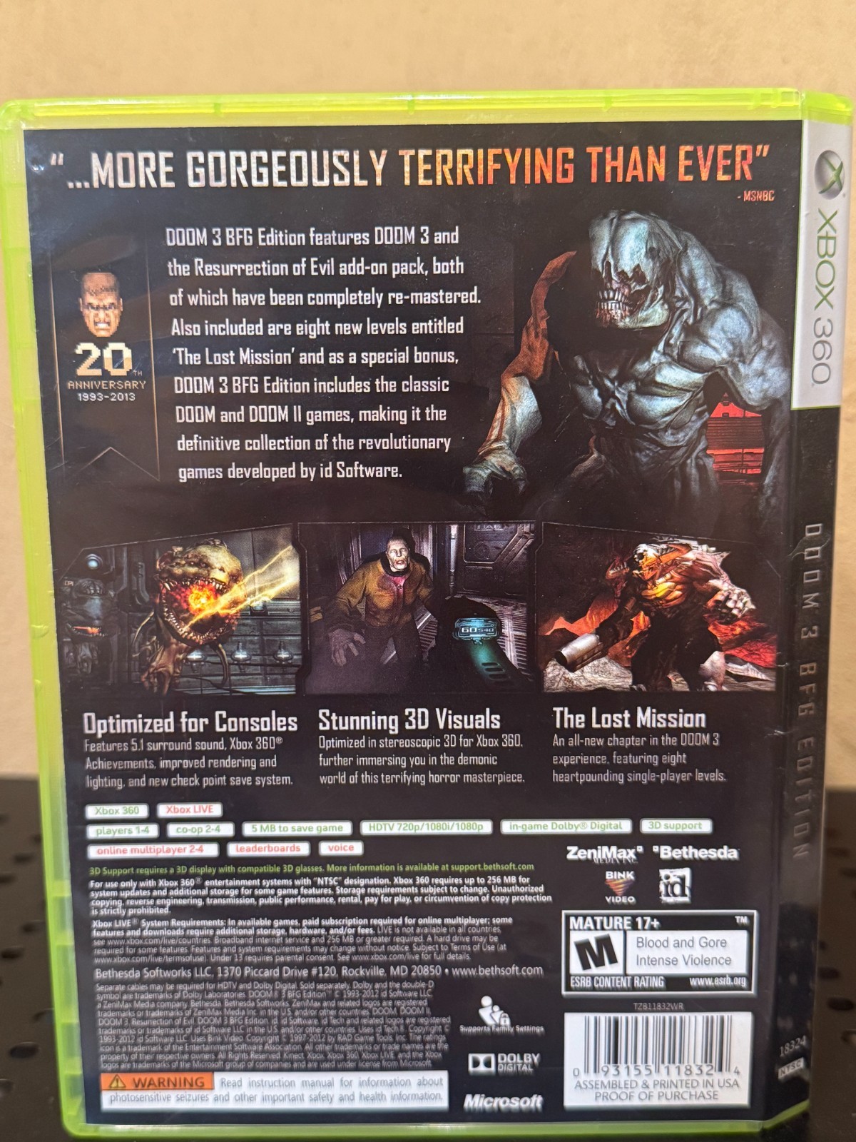 Doom 3 – BFG Edition (Microsoft Xbox 360, 2012) CIB W/ Excellent Condition