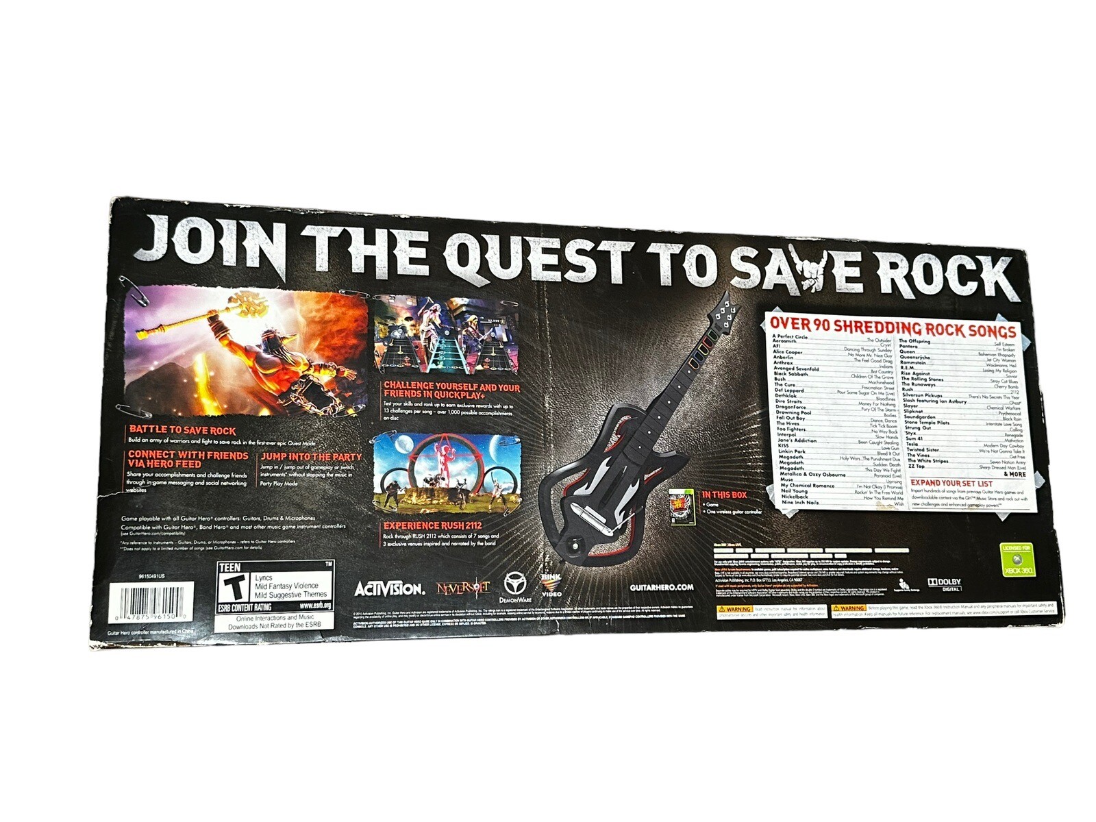 Guitar Hero Warriors of Rock Wireless Guitar (Xbox 360) W Guitar Hero 2 Game