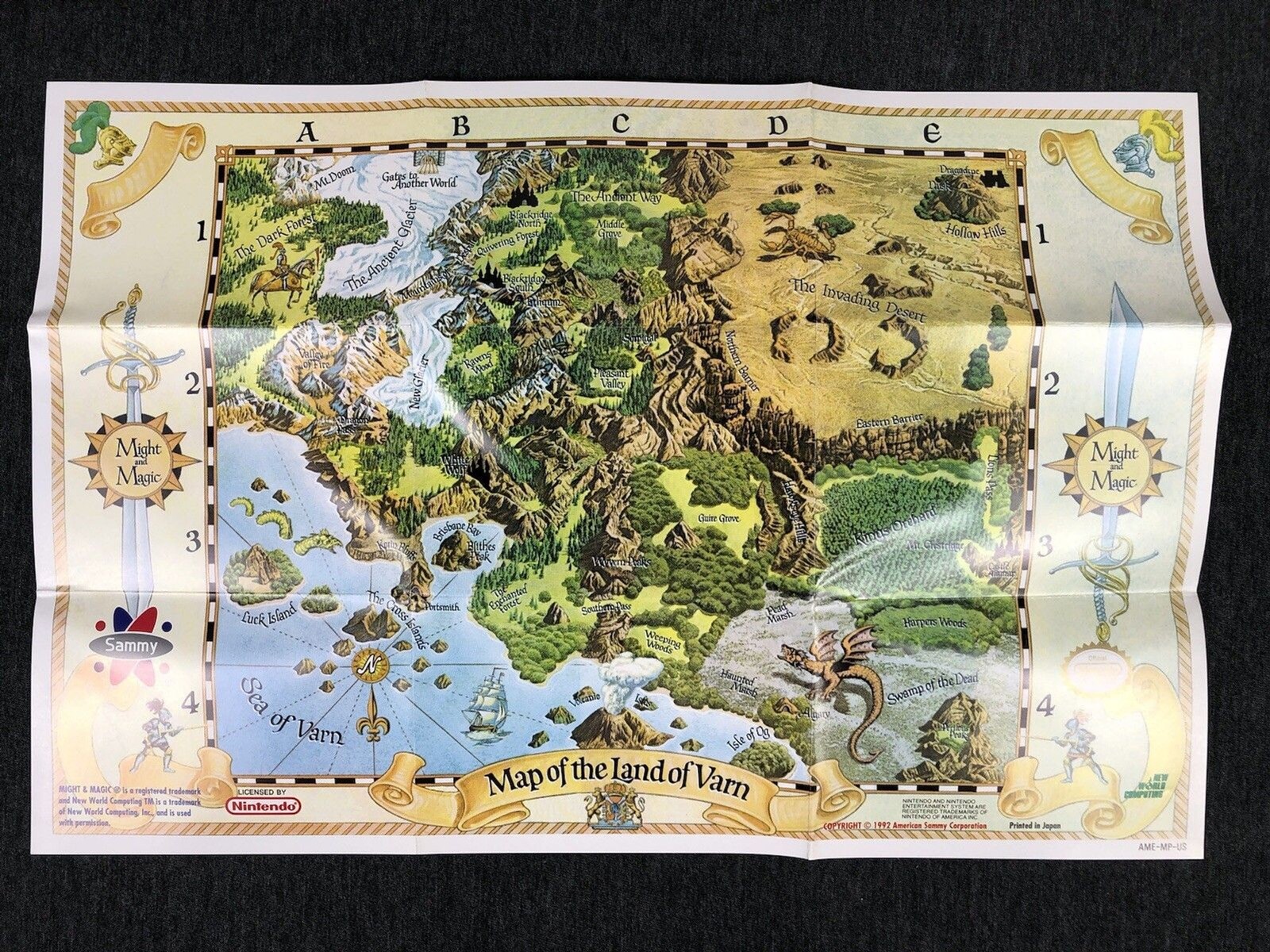 Might & And Magic – Nintendo NES – Map Poster Only – Very Good – SAFE SHIP!