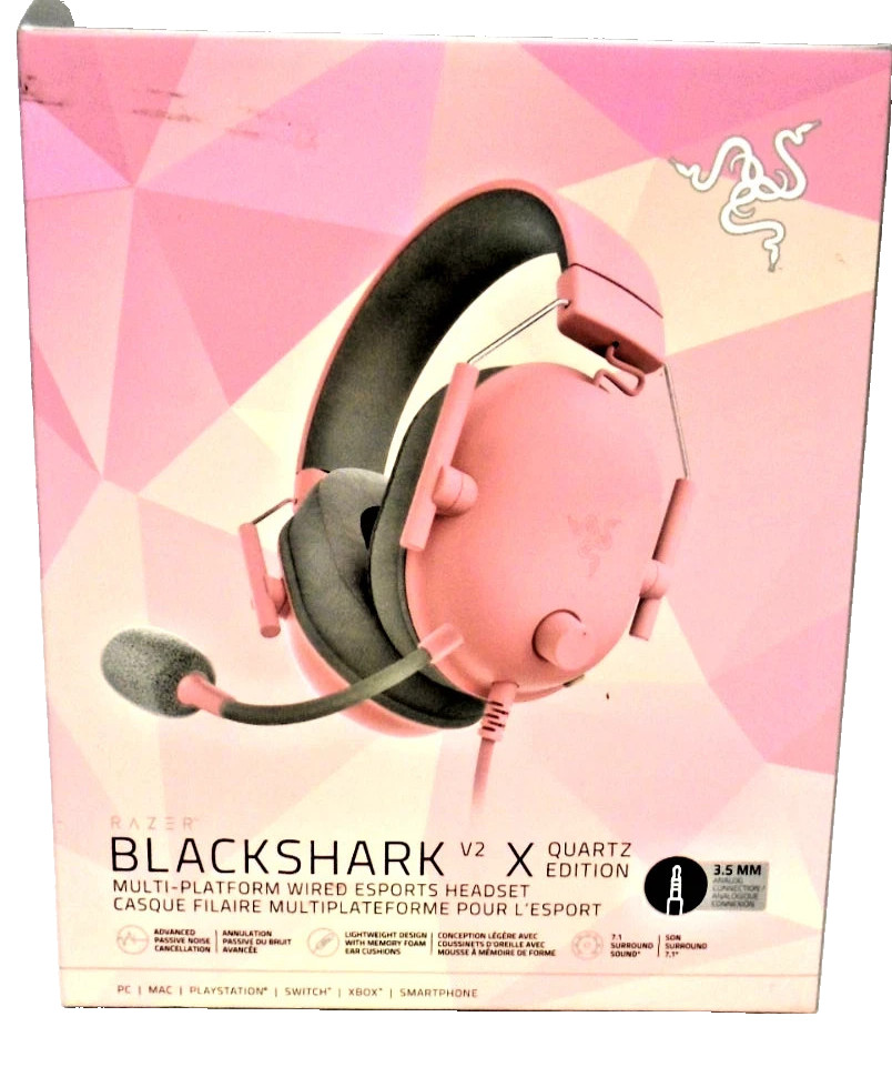 Razer BlackShark V2 X Multi-Platform Wired Gaming Pink Headset Volume Control