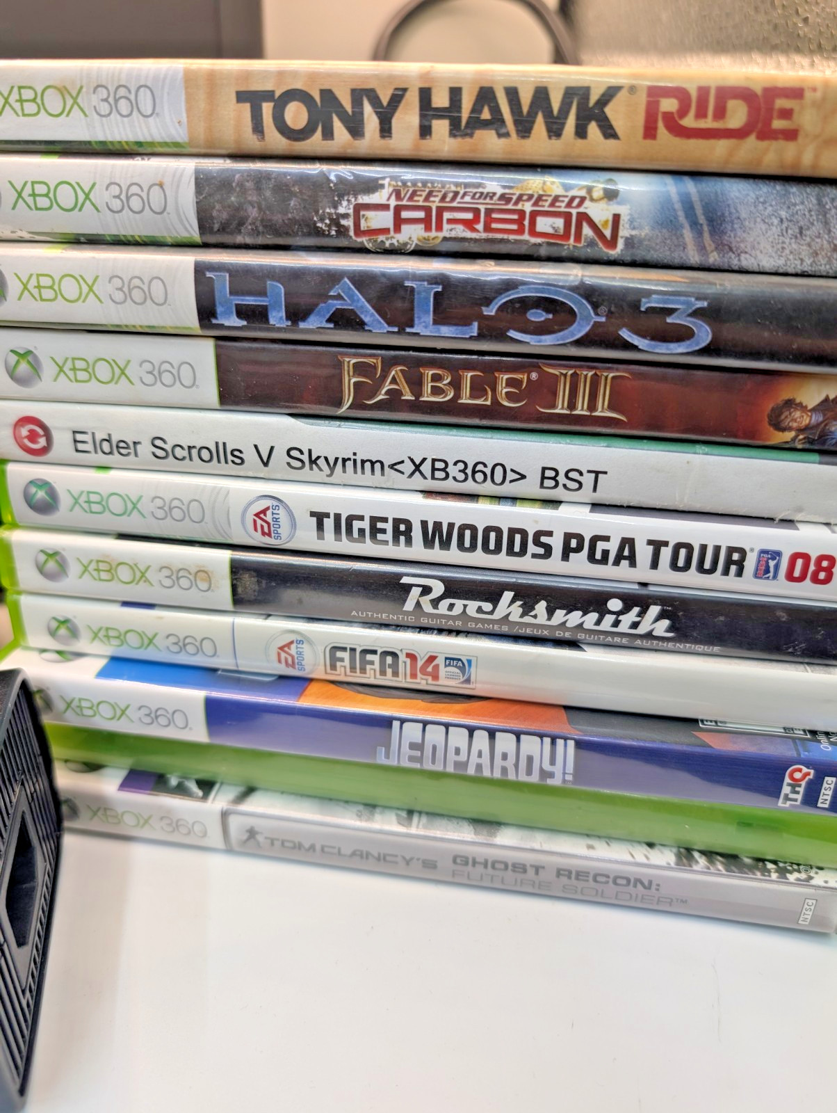 Xbox 360 S Slim 250GB HDD Console Bundle w/ Controller & 15 Games Tested Working