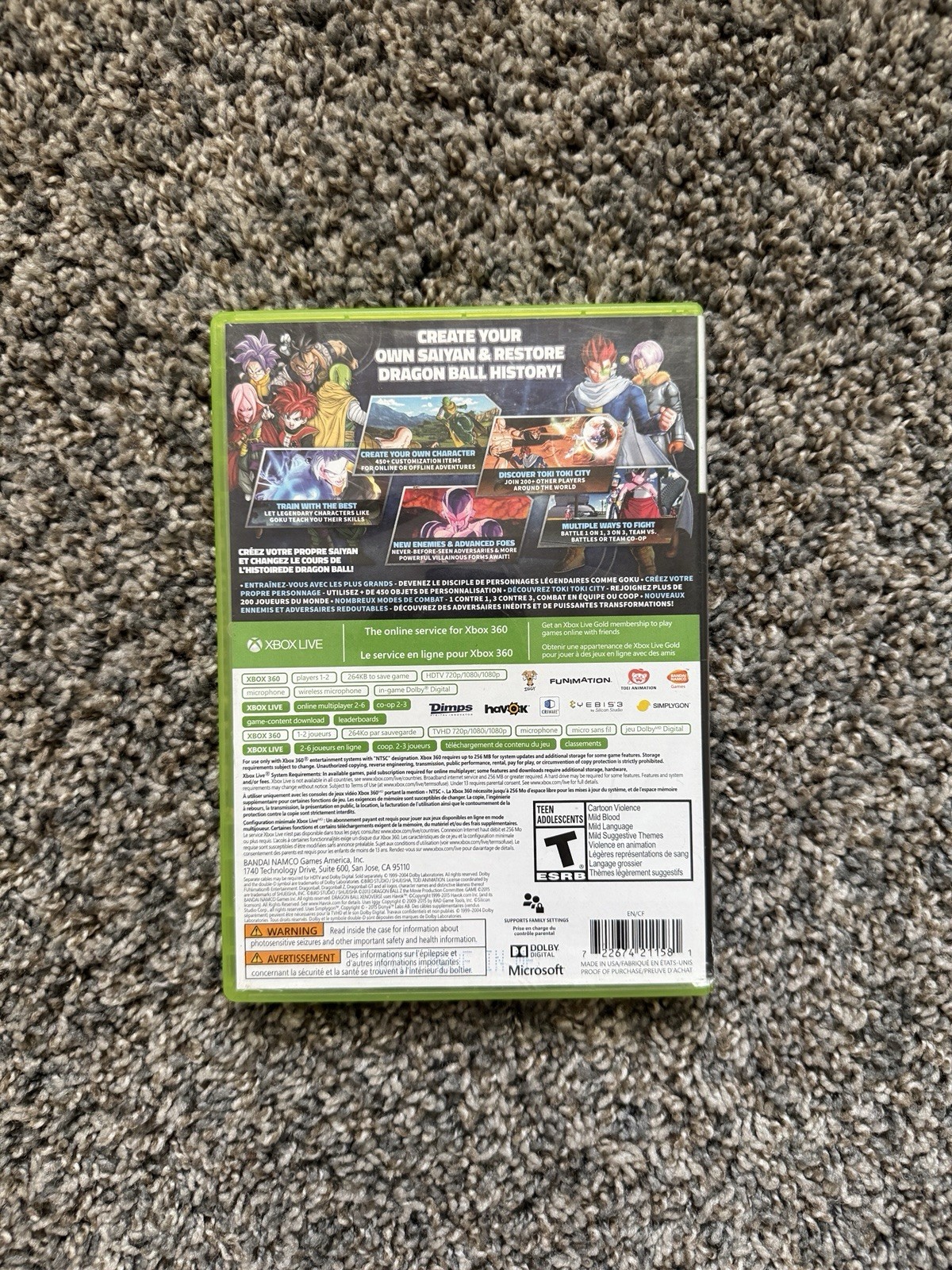 Dragon Ball Xenoverse XV Xbox 360 CIB Tested Goku DBZ Bandai Namco Fighting