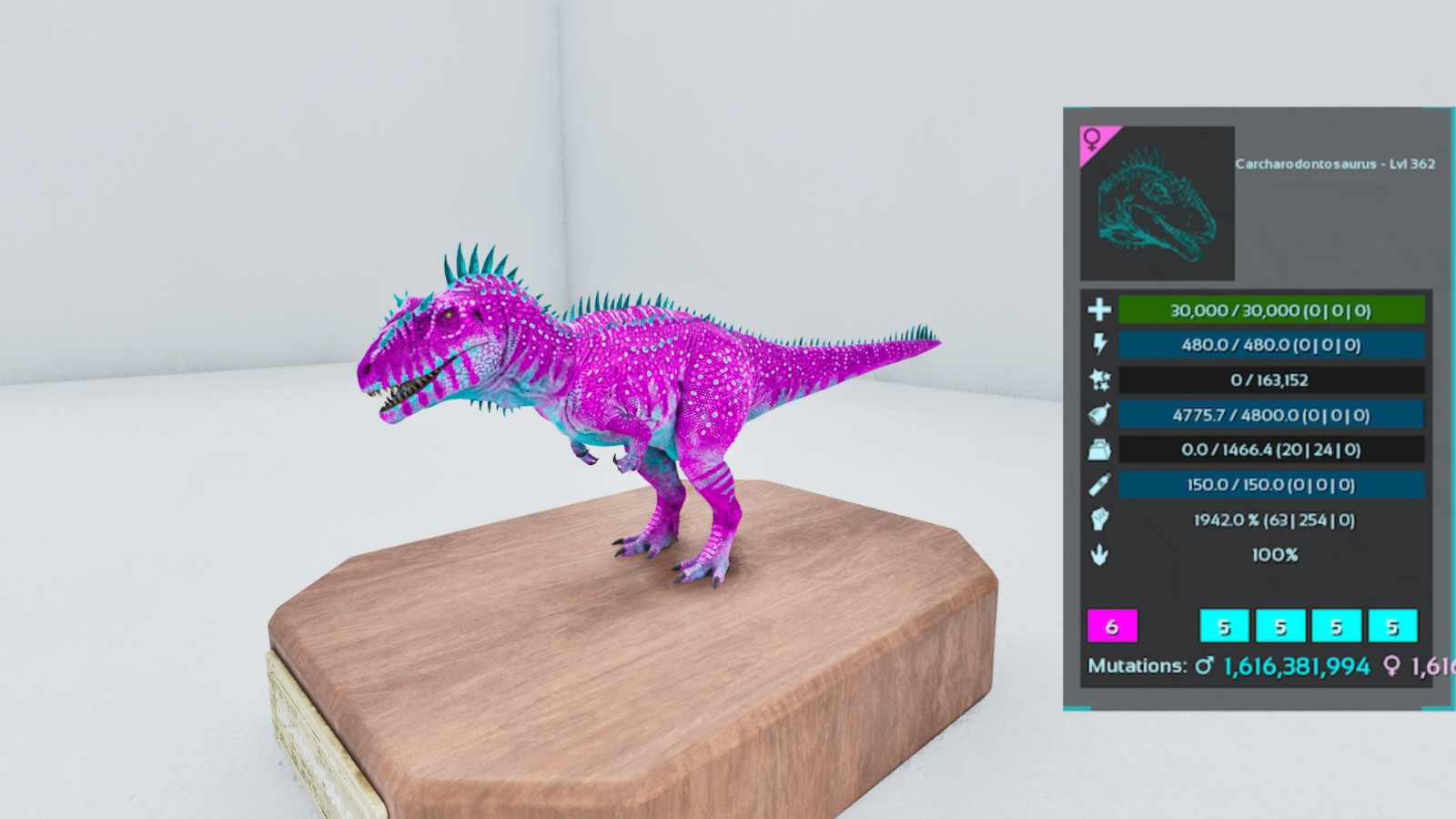 🔥ARK Survival Ascended OFFICIAL PVE – PAIR CARCHA CLONE TOP STATS TOP COLORS