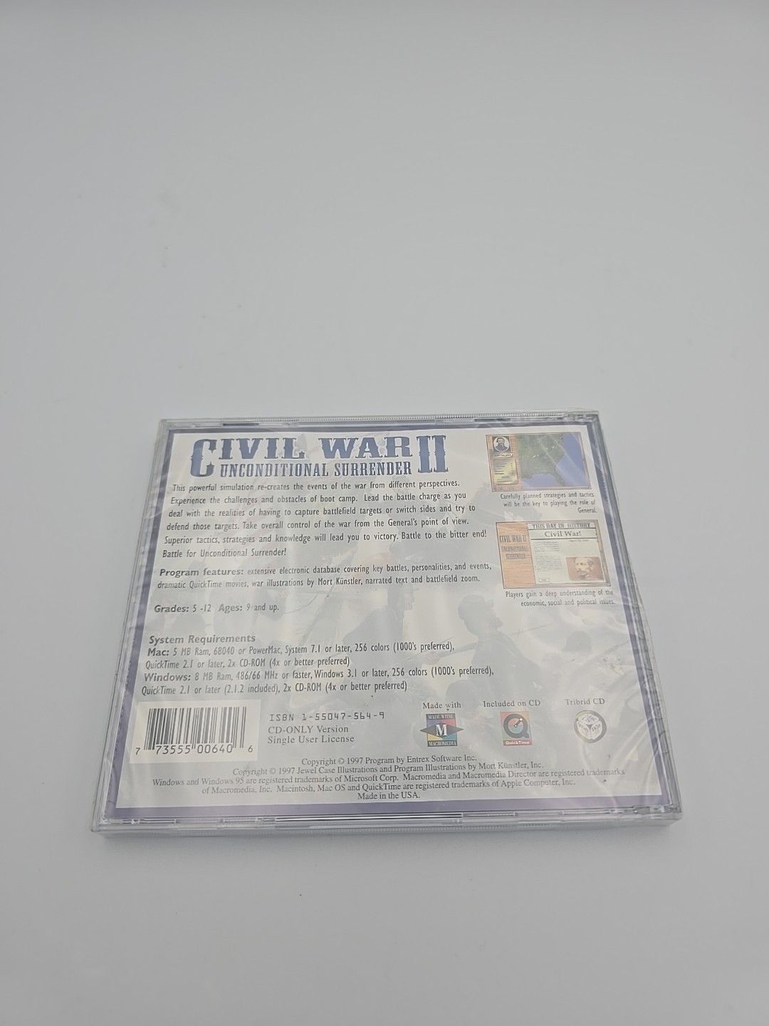 Civil War II Unconditional Surrender CD-Rom Battles Personalities Events New