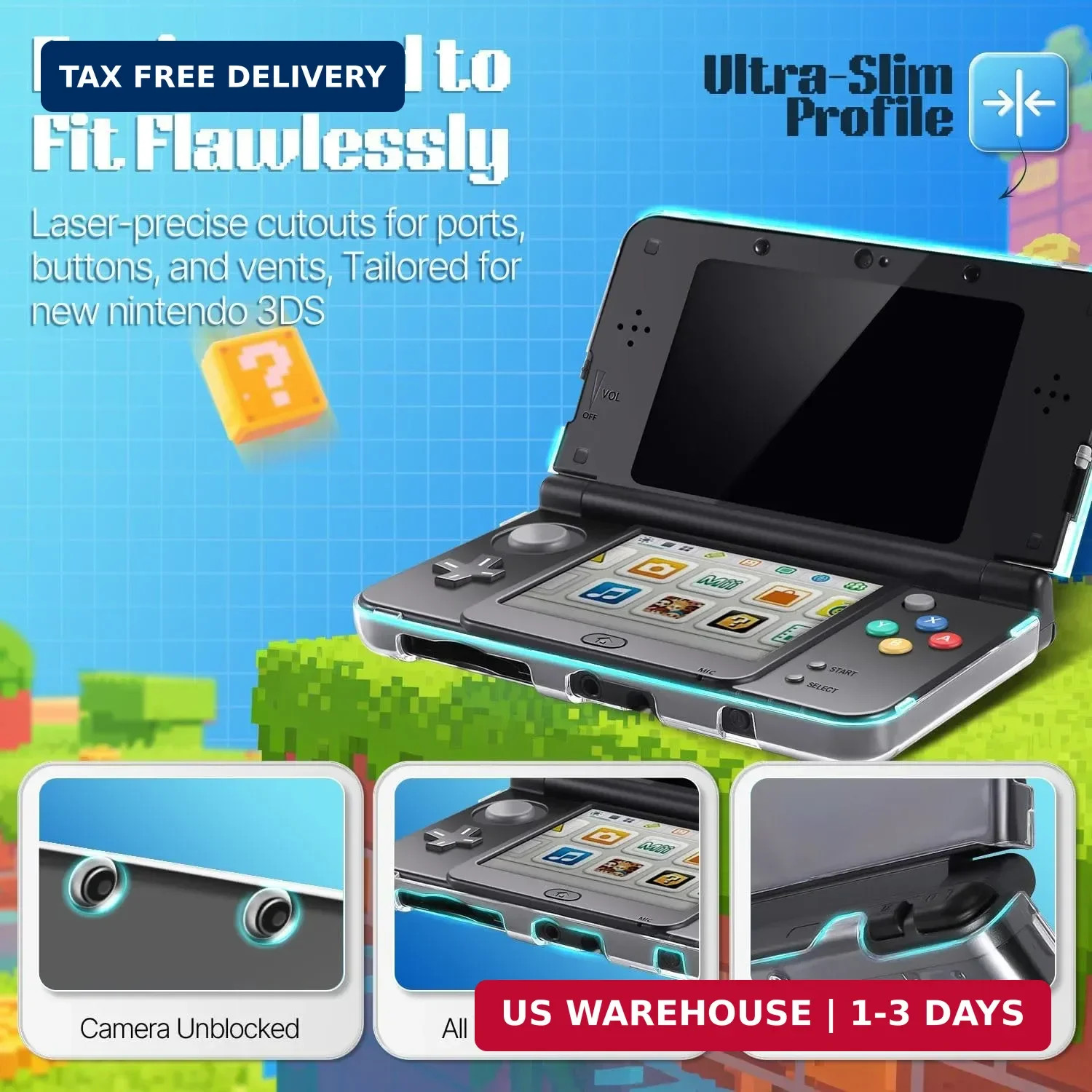 TNP New 3DS Case – Ultra Clear Crystal Transparent Hard Shell Protective Case Co