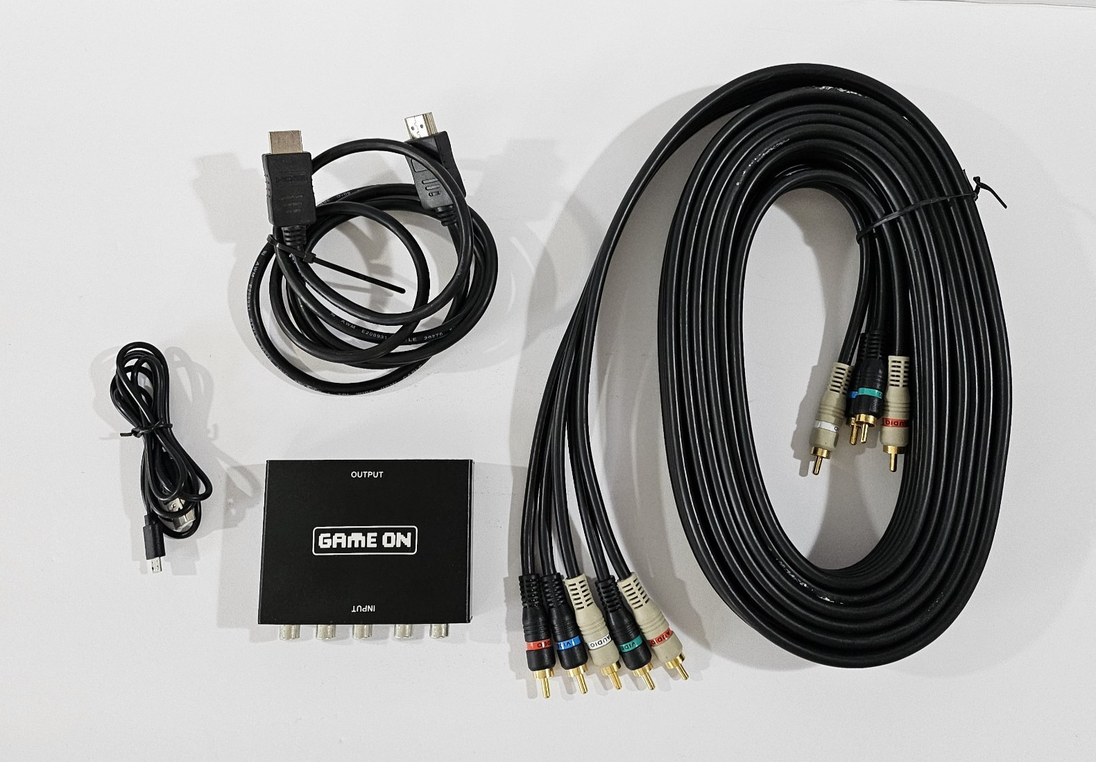 Game On Component to HDMI Converter + RCA Cables Lot Retro Gaming PS2 Wii Xbox