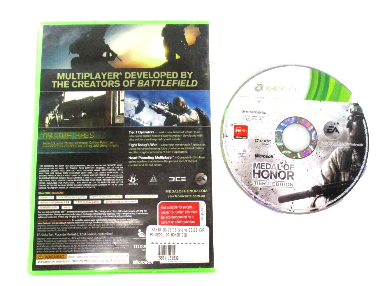 Medal Of Honor XBOX 360 MA15+ PAL R4 2010 EA Games No Manual Tested