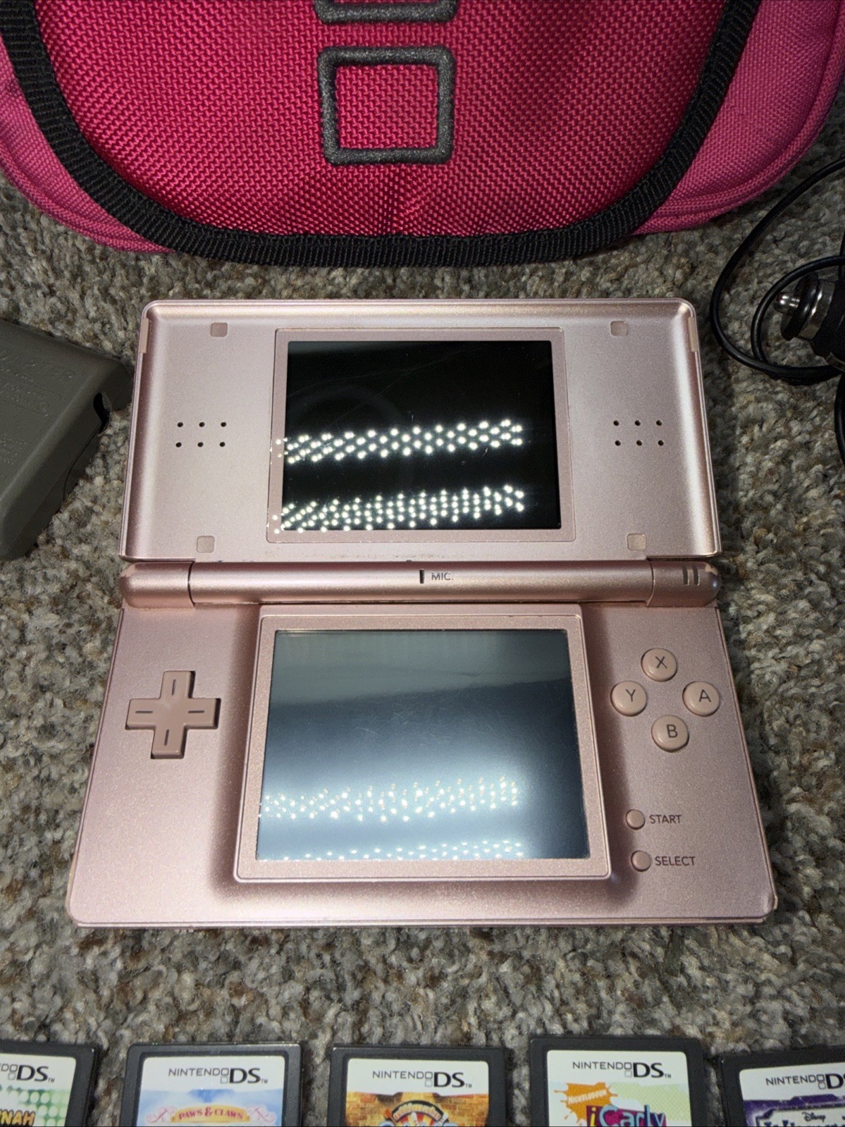 Nintendo DS Lite Console USG-001 with charger Case – Pink With 9 Games