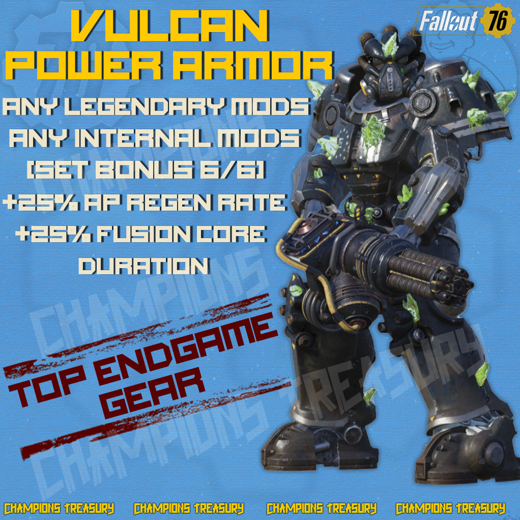 FALLOUT 76 PC CUSTOM VULCAN POWER ARMOR ANY LEGENDARY MODS ANY INTERNAL MODS