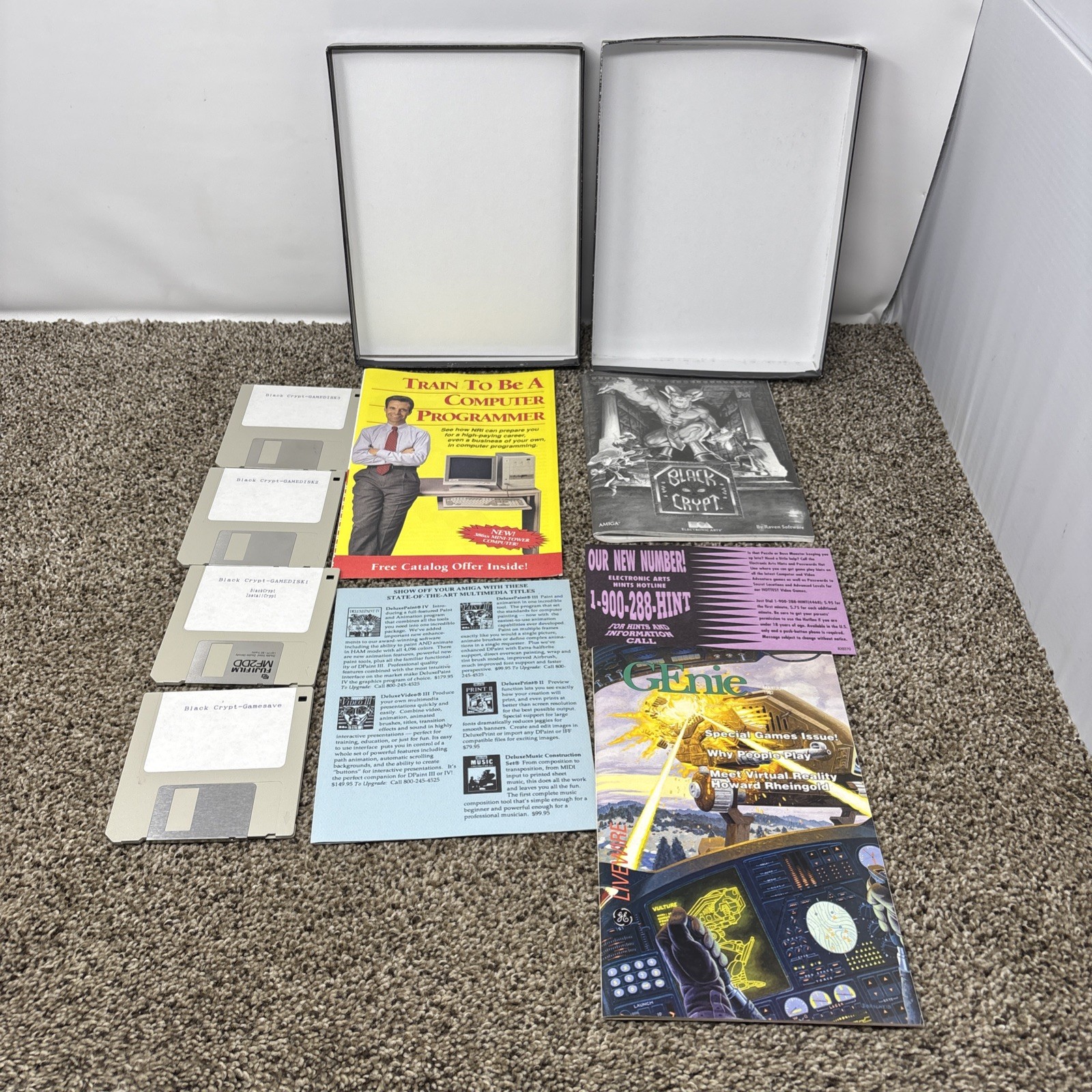 Black Crypt Commodore Amiga Big Box Game Complete CIB 3.5″ EA Untested