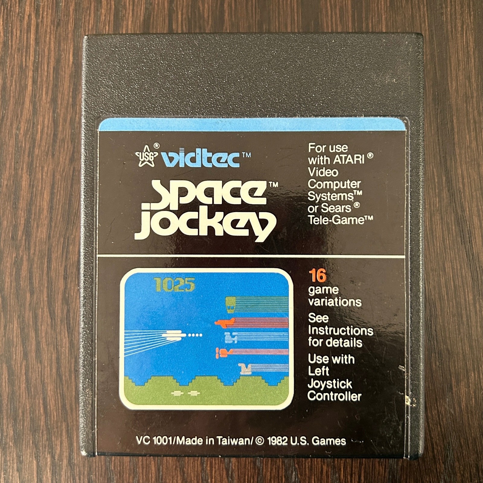 1982 Space Jockey Atari 2600 Video Game Cartridge by Vidtec + U.S. Games TESTED
