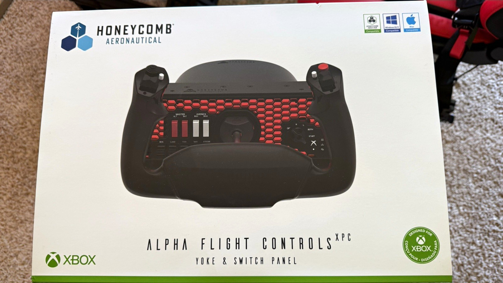 Honeycomb Aeronautical Alpha Flight Controls XPC Yoke + Xbox Hub, Wired