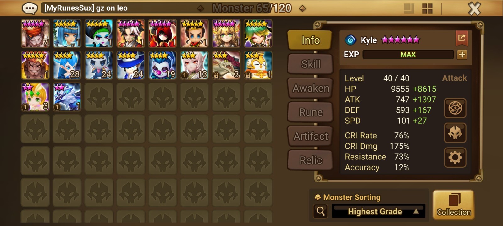 Summoners War Global Account 3LD5 Asima+Audrey+Jackson. PVE done