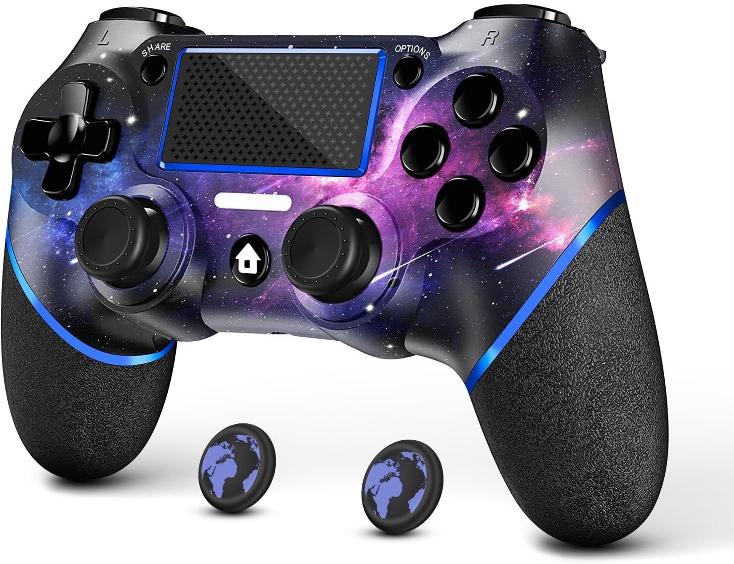 Wireless Controller for PS4 with Non-Slip Grip, 3.5mm Audio Jack and Thumb Caps