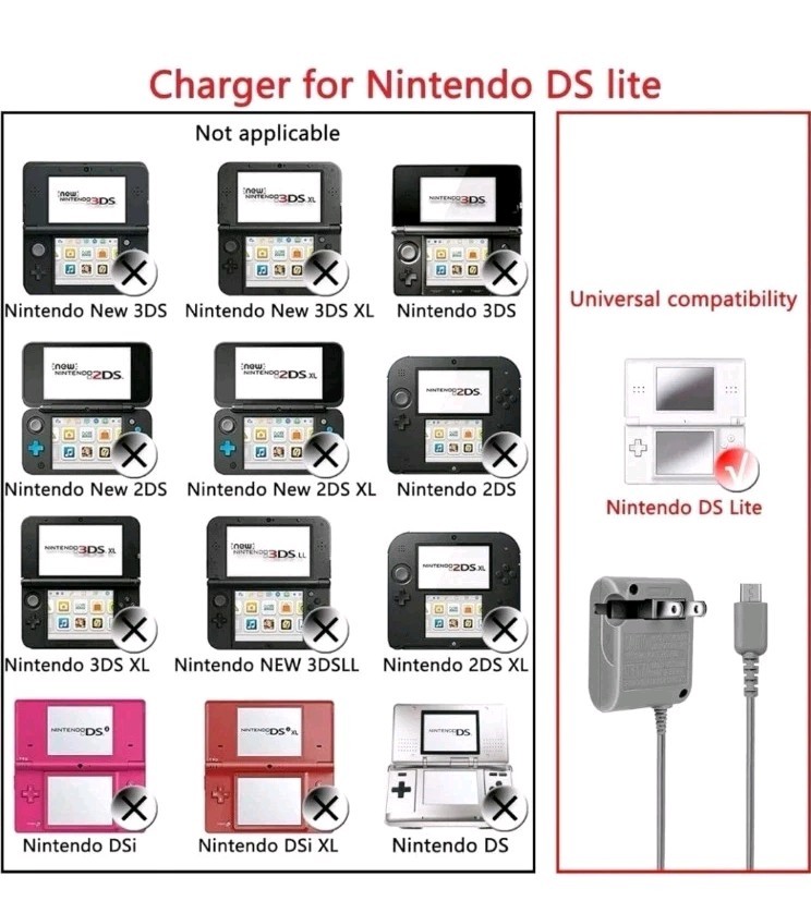 AC Adapter Home Wall Charger Cable for Nintendo Ds Lite/ DSL/ NDS lite/ NDSL