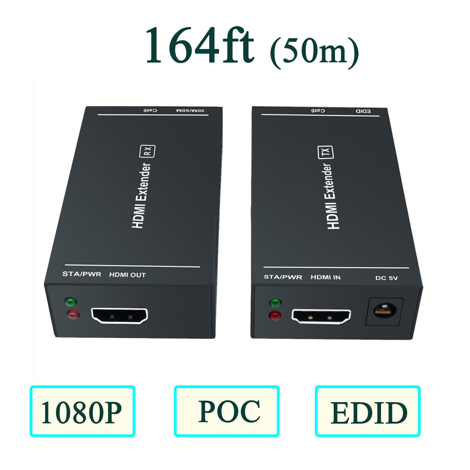 Steetek HDMI Extender 1080p@60Hz, 3D, Over Single 1080P 165ft, Black