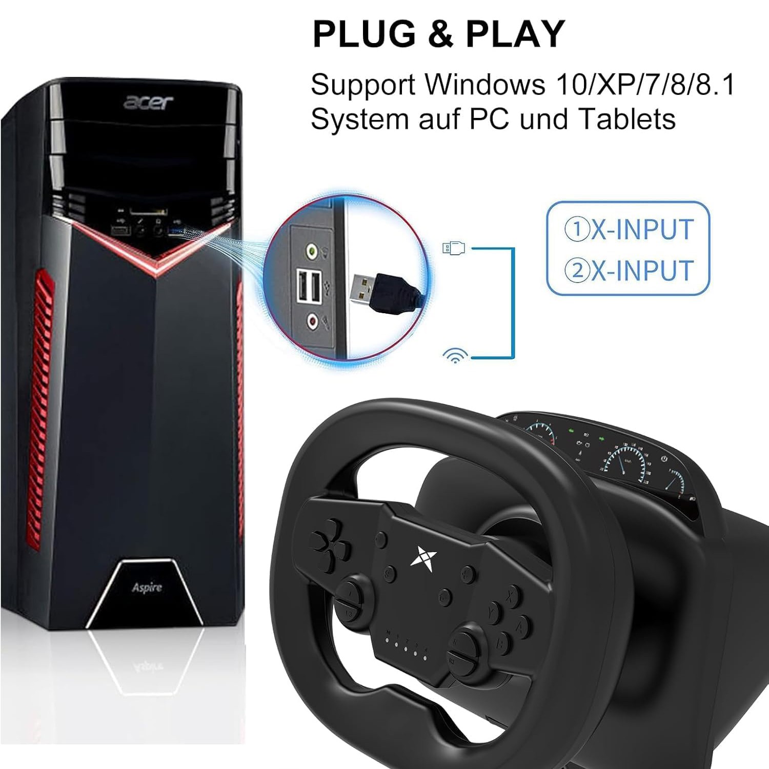 Bluetooth wireless connection Racing Wheel Pedals for PC P4 P3 Switch2 Android