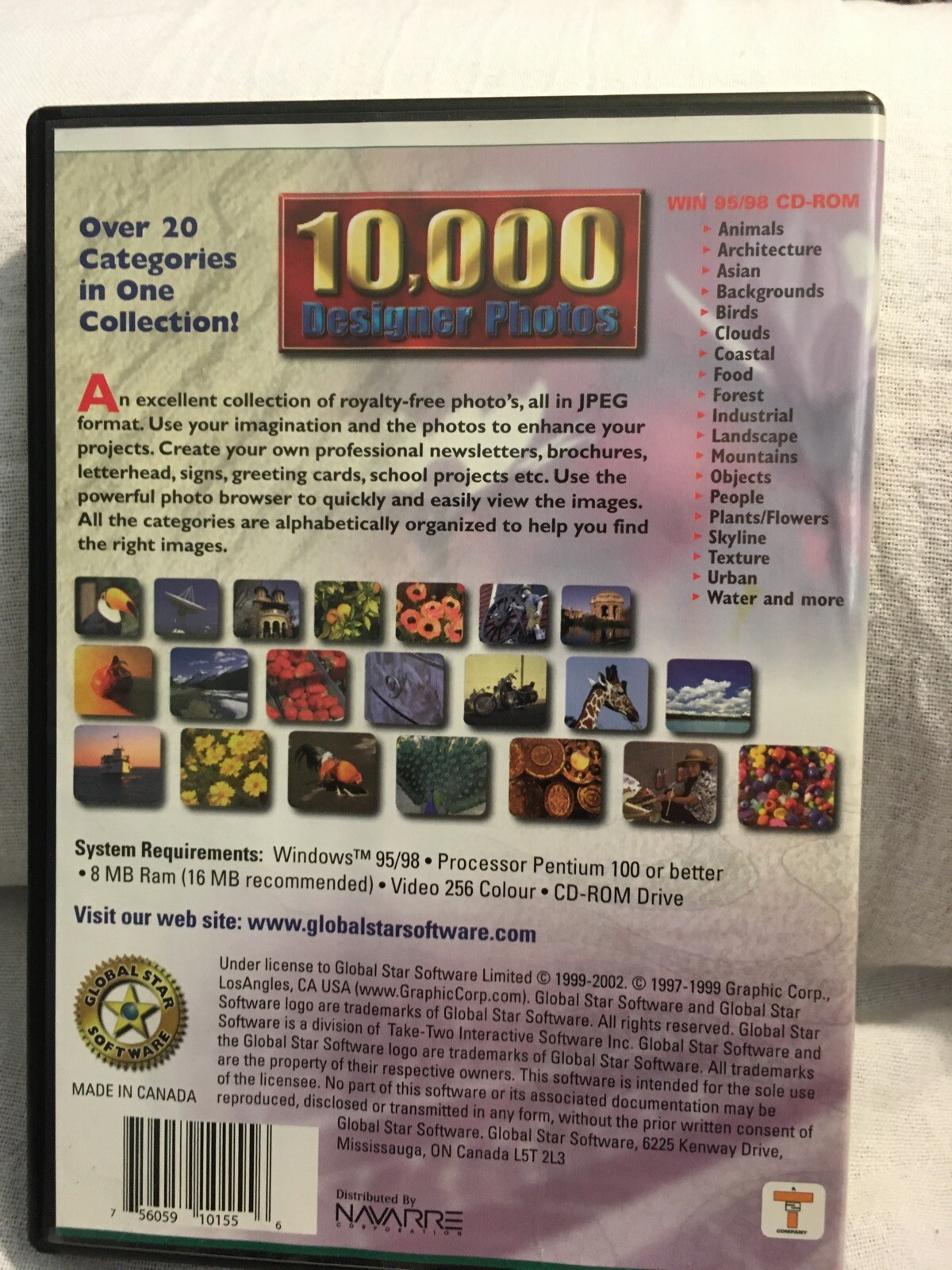 GLOBAL STAR SOFTWARE PC 10,000 Designer Photos Volume 1 for Win 95/98