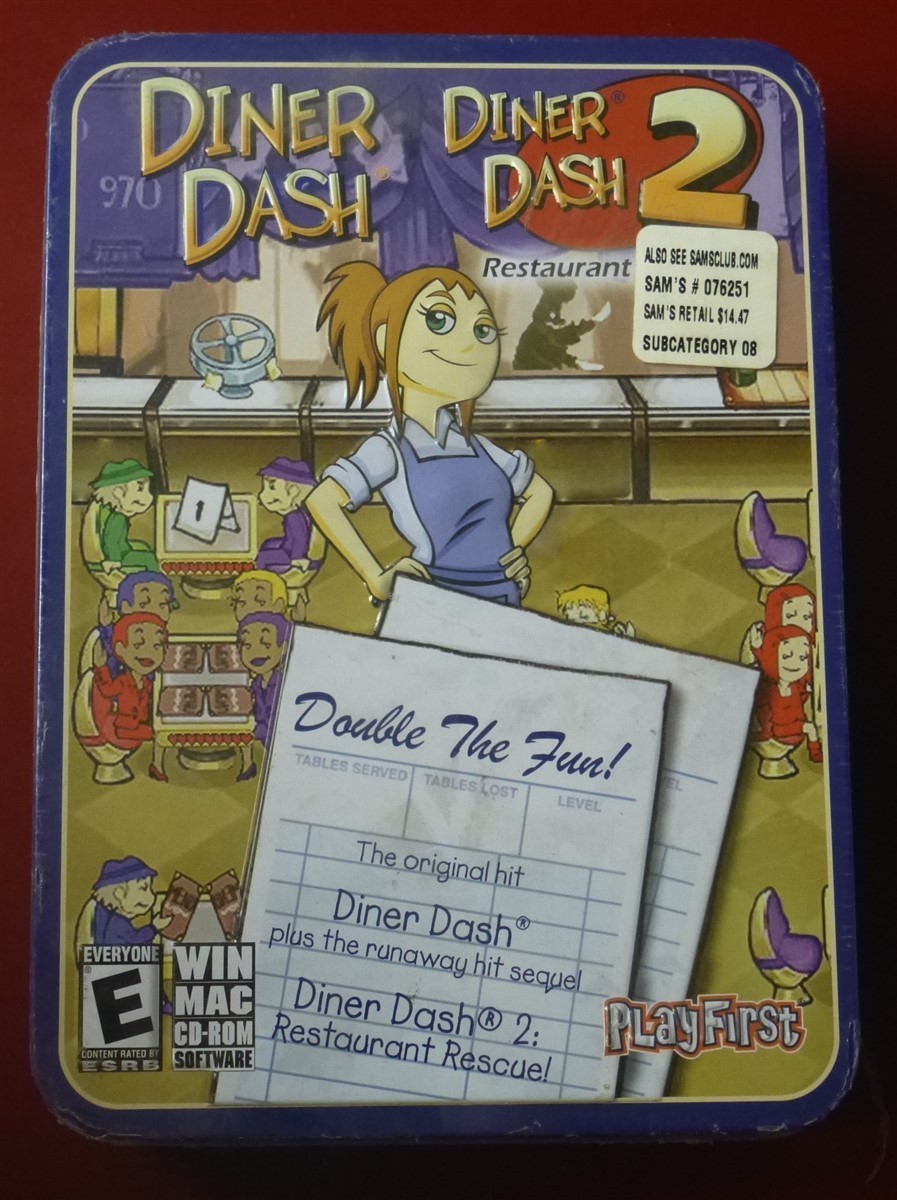 Video Game PC Diner Dash 2 Restaurant Rescue TIN CASE Dented NEW