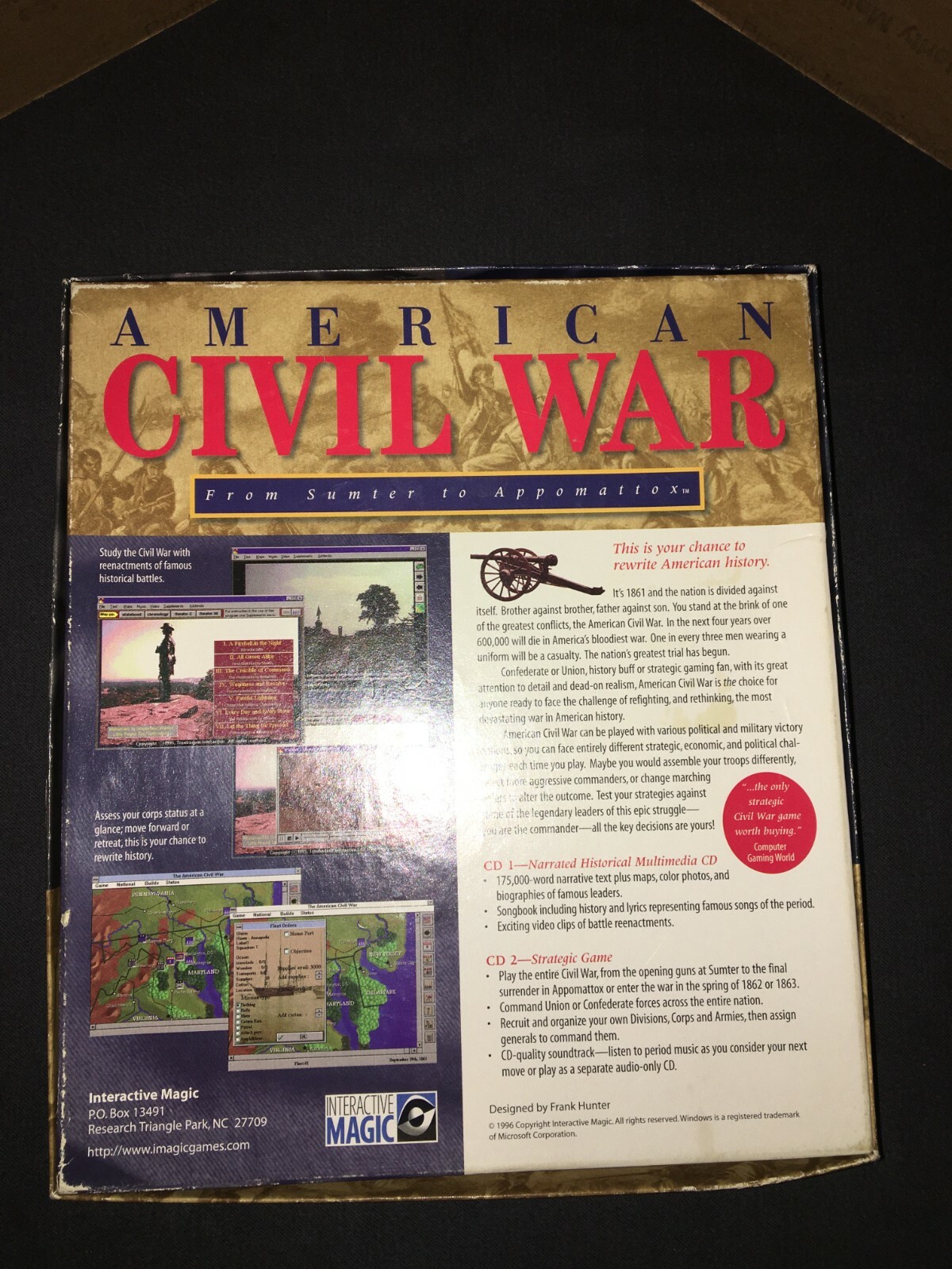 AMERICAN CIVIL WAR FROM SUMTER TO APPOMATTOX – PC CD-ROM Game Windows 3.1 / 95