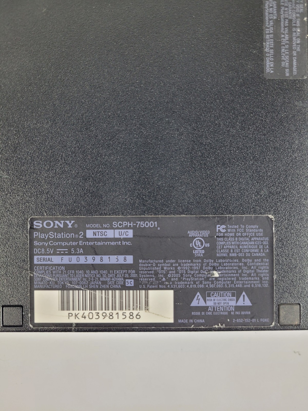 Sony SCPH-75001 PlayStation 2 PS2 Home Console-Black Bundle Tested Works