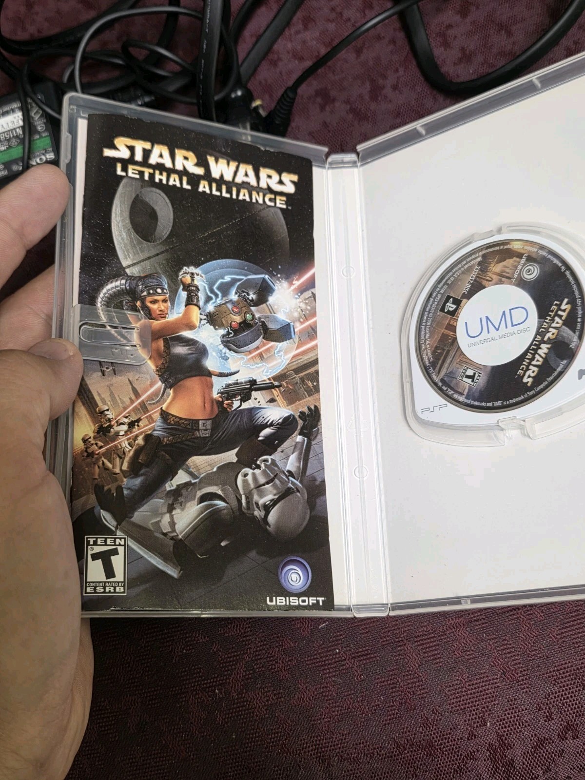 Sony PlayStation PSP 1001- Black W/Star Wars Lethal Alliance & Charger Tested