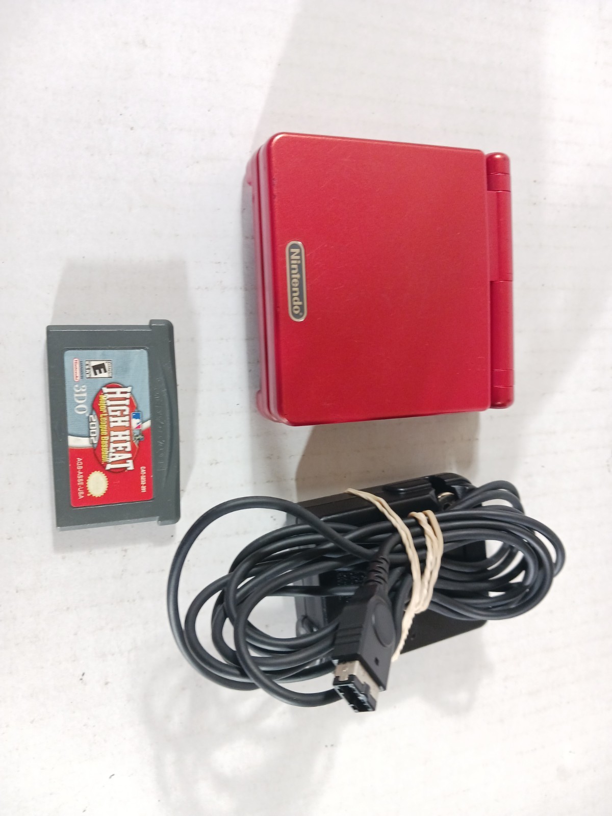GBA SP Console Flame Red AGS-001 Nintendo Game Boy Advance Tested Good Shape