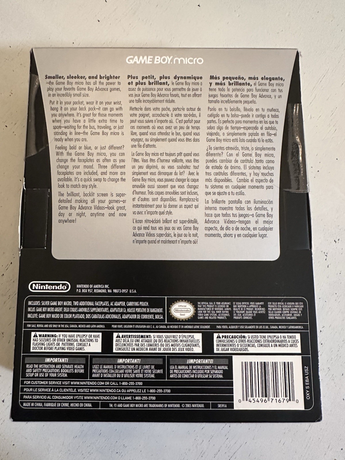 Nintendo Game Boy Micro Handheld System Black/Silver NTSC-U/C Backlit Boxed