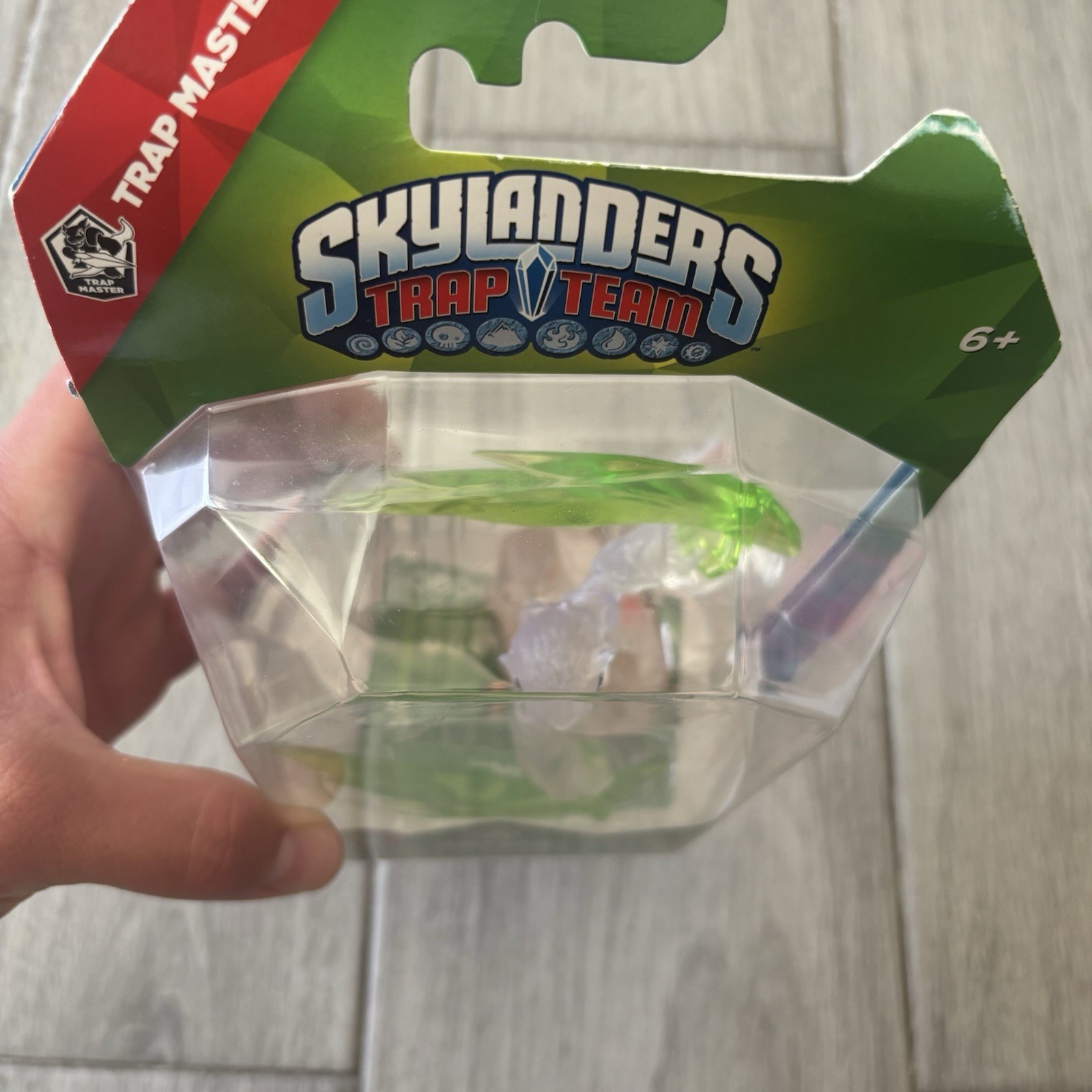 Skylanders Trap Team-Trap Master Tuff Luck Crystal Clear Ovp Karte und Aufkleber