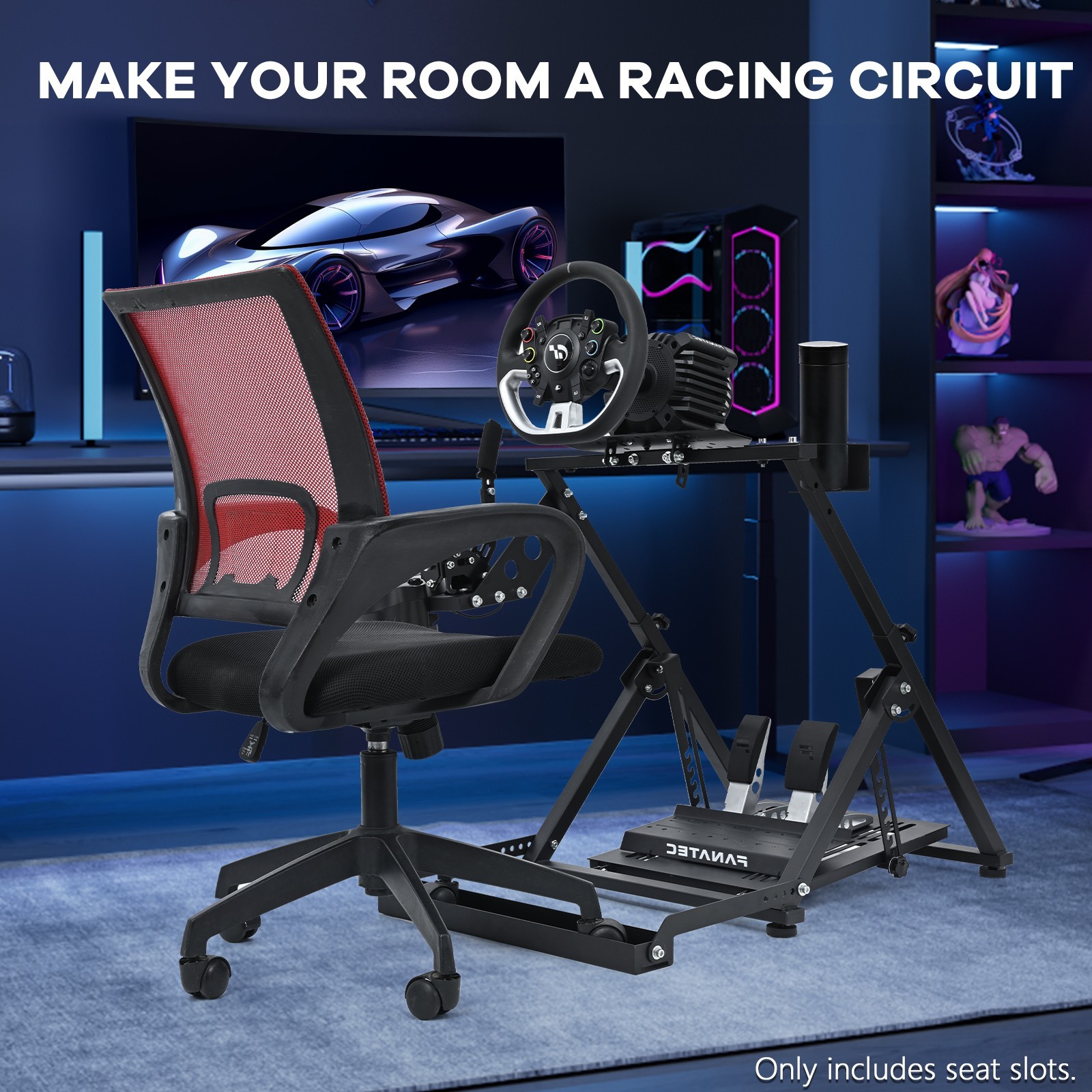 Supllueer Racing Wheel Stand For Seat Holder Kit DIY Card Slot Organizer Set