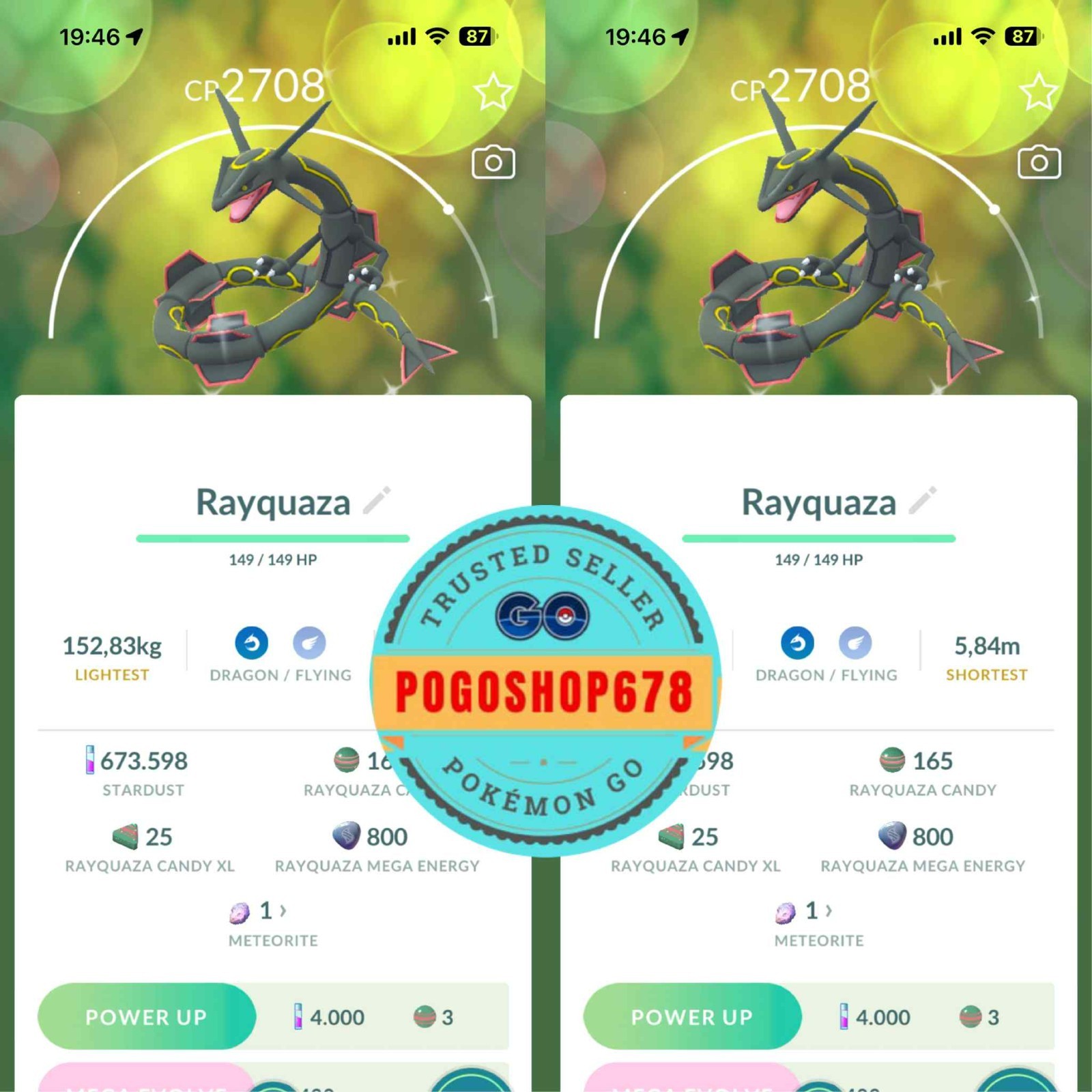 Pokémon PTC Go – Shiny Rayquaza ✨ Moveset Dragon Ascent ✨Read Description