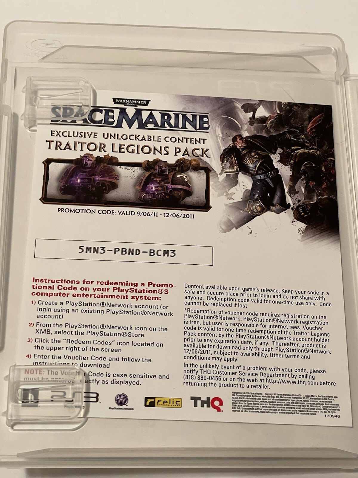 Warhammer 40,000: Space Marine (Sony PlayStation 3, 2011) PS3 CIB complete