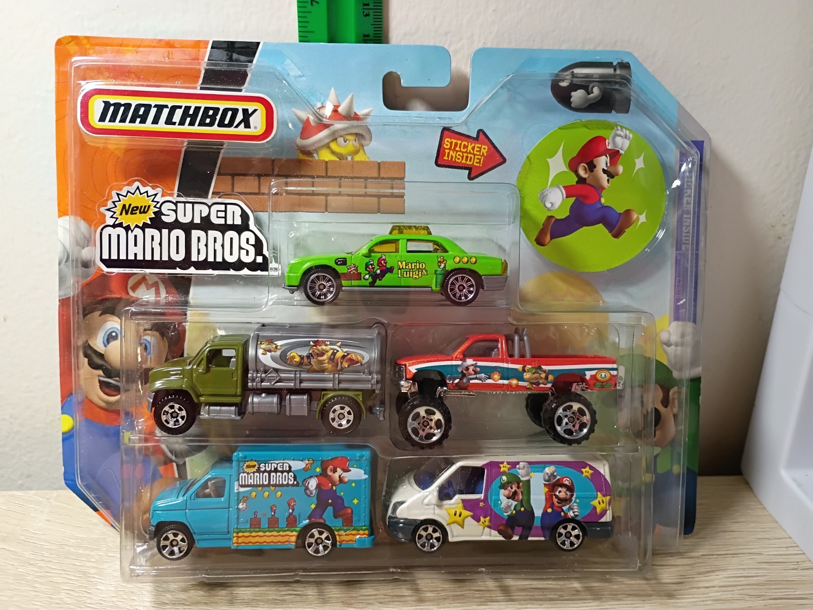 *FREE SHIP* NEW SUPER MARIO BROS Matchbox 5-PK 2007 Ford Chevy Truck Van Taxi