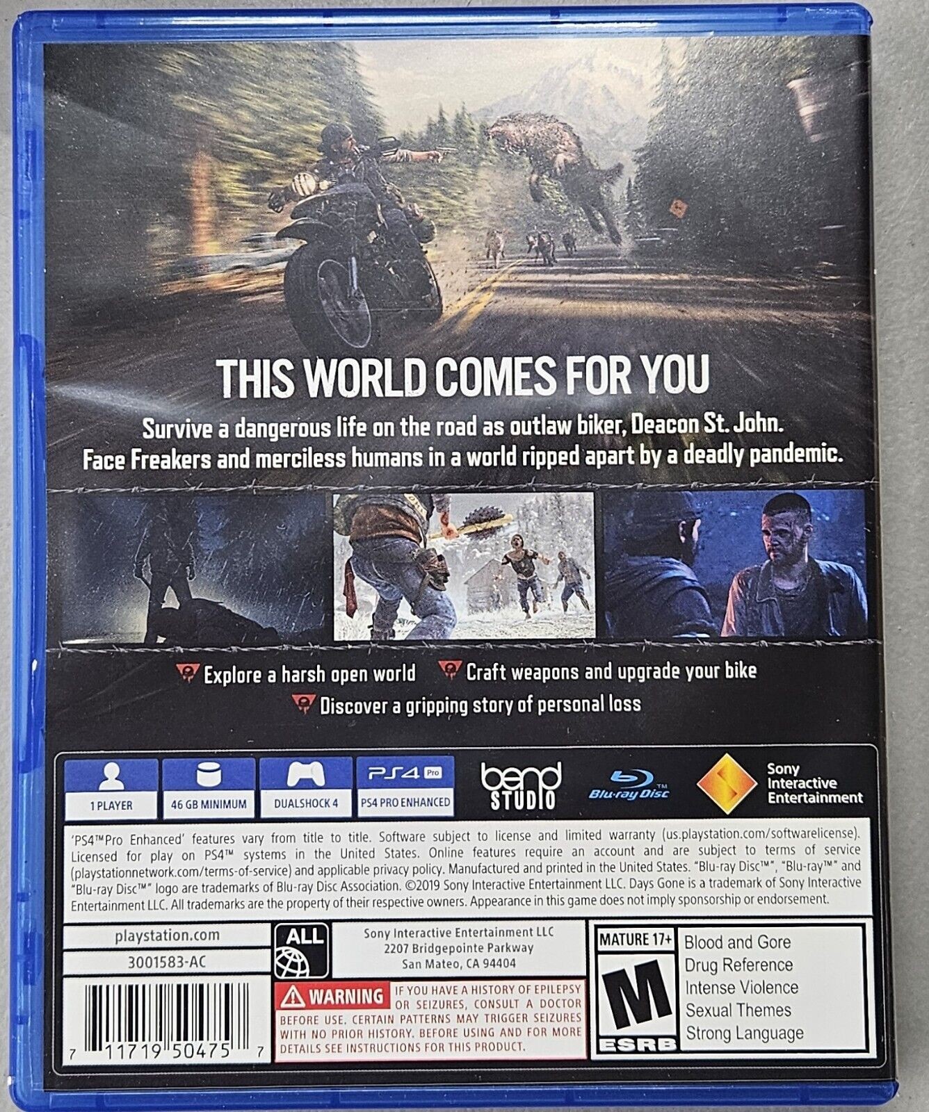 Days Gone PS4 Sony PlayStation 4 Survival Action Game very good