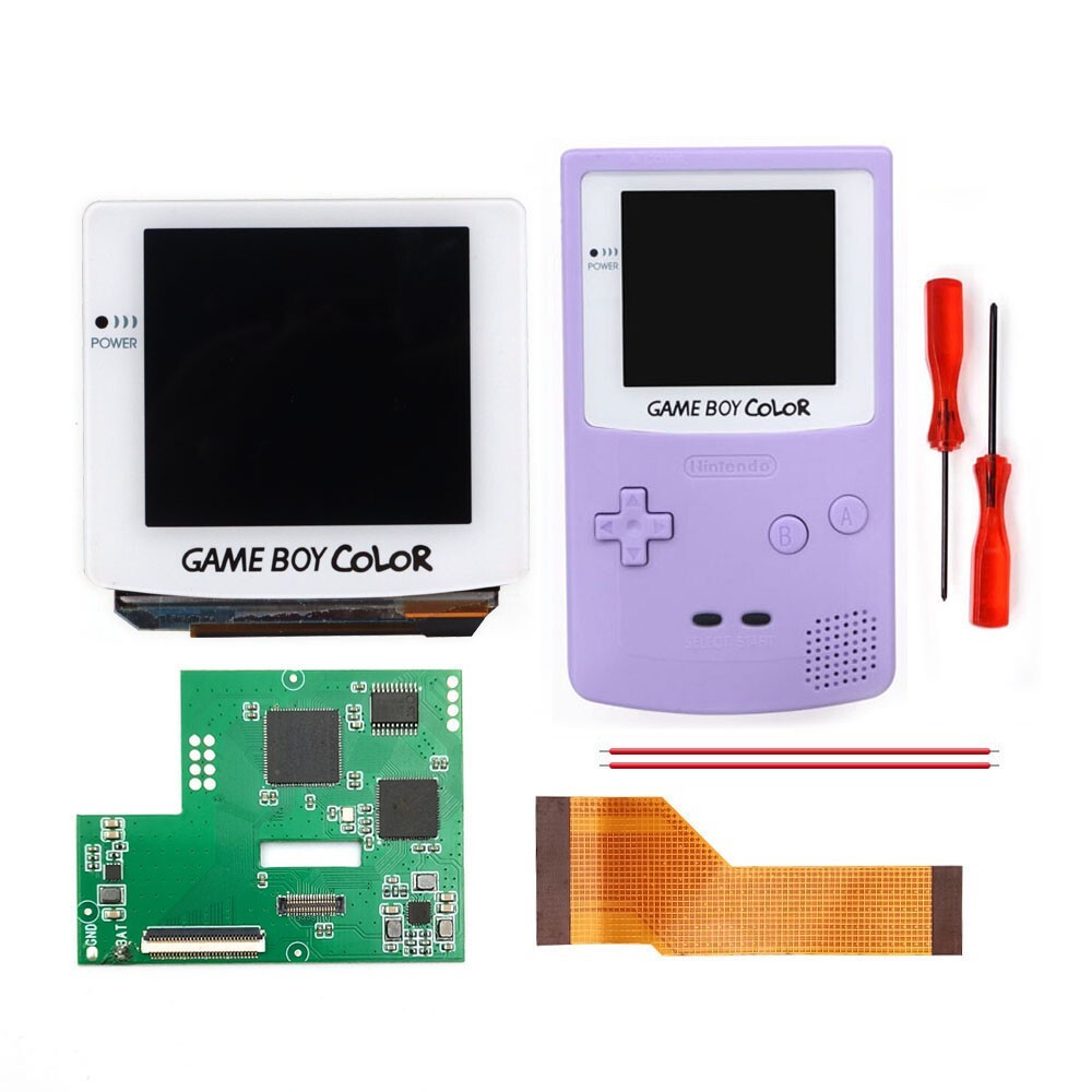 GBC AMOLED OLED Touch Screen Rechargeable Battery Li-ion White Kit For GameBoy